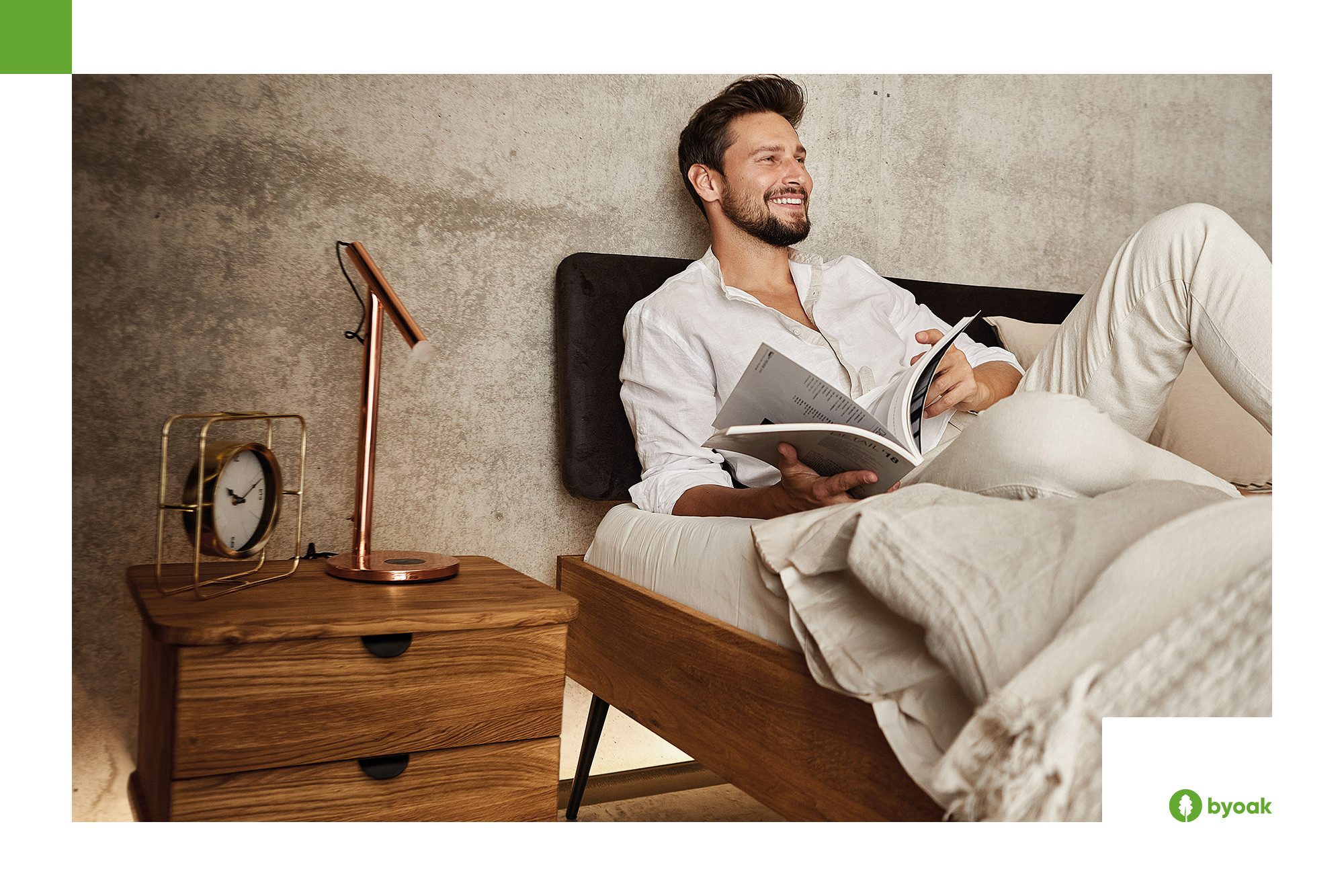 byoak Nachtkommode KULA aus Massivholz, Naturgeölt