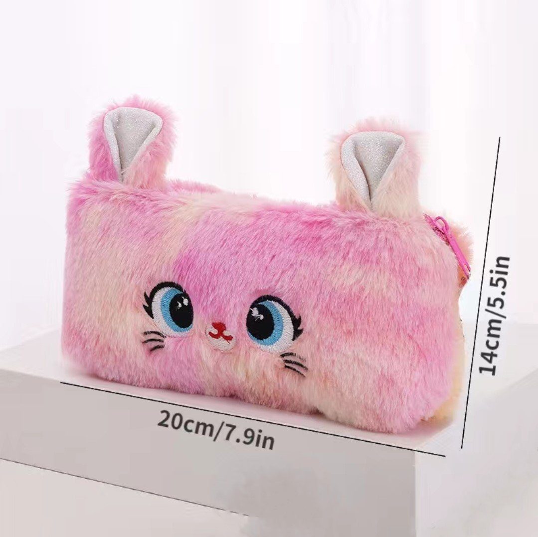 Nur Online 75 Federmäppchen Plüsch Federmäppchen, Kuschelweich, Katzen Motiv, weiche Oberfläche