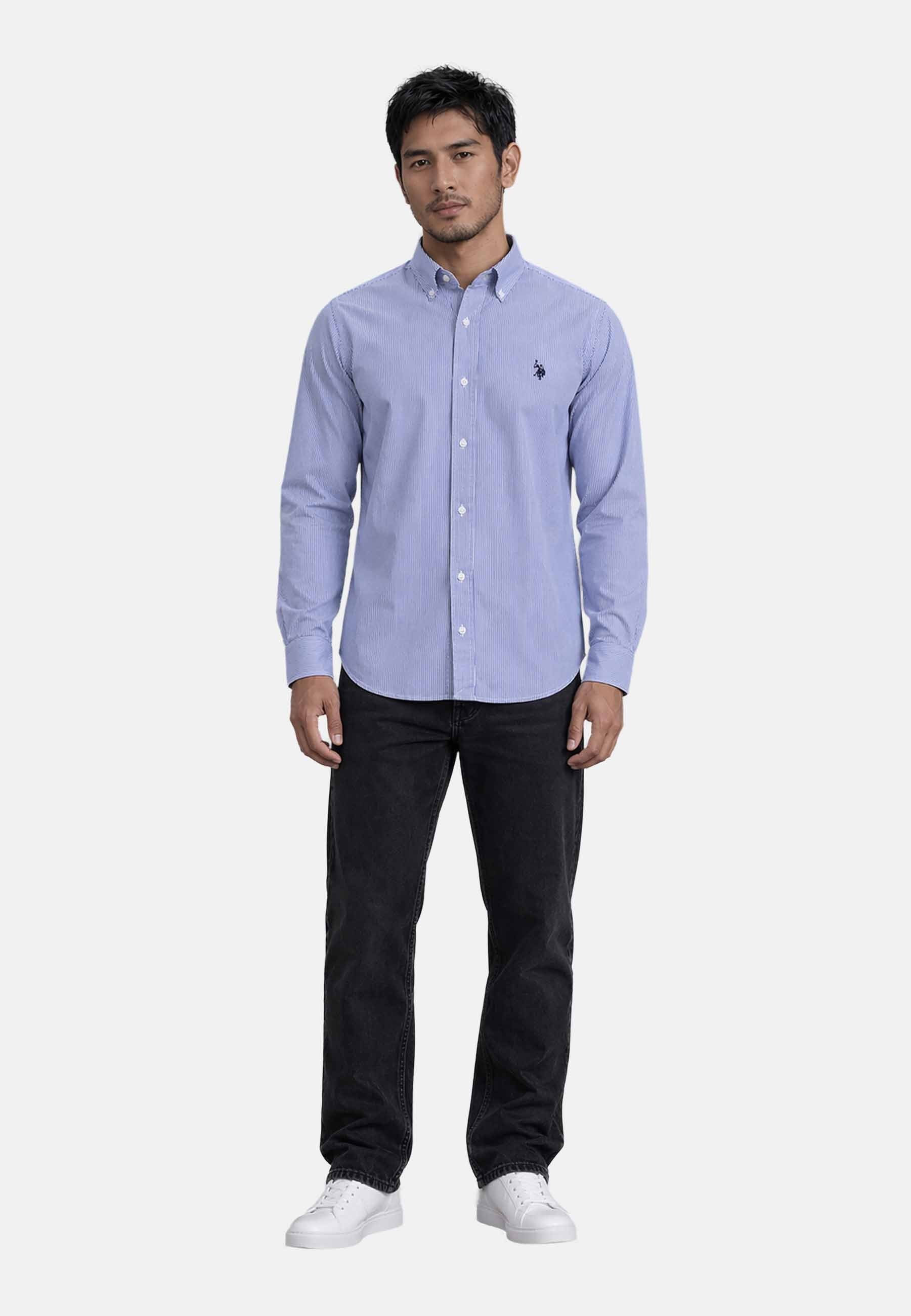 U.S. Polo Assn. Langarmhemd USDeclaan Herren Baumwolle – Langarmhemd mit Button-Down-Kragen Klassisches Baumwollhemd mit Knopfleiste und Logostickerei