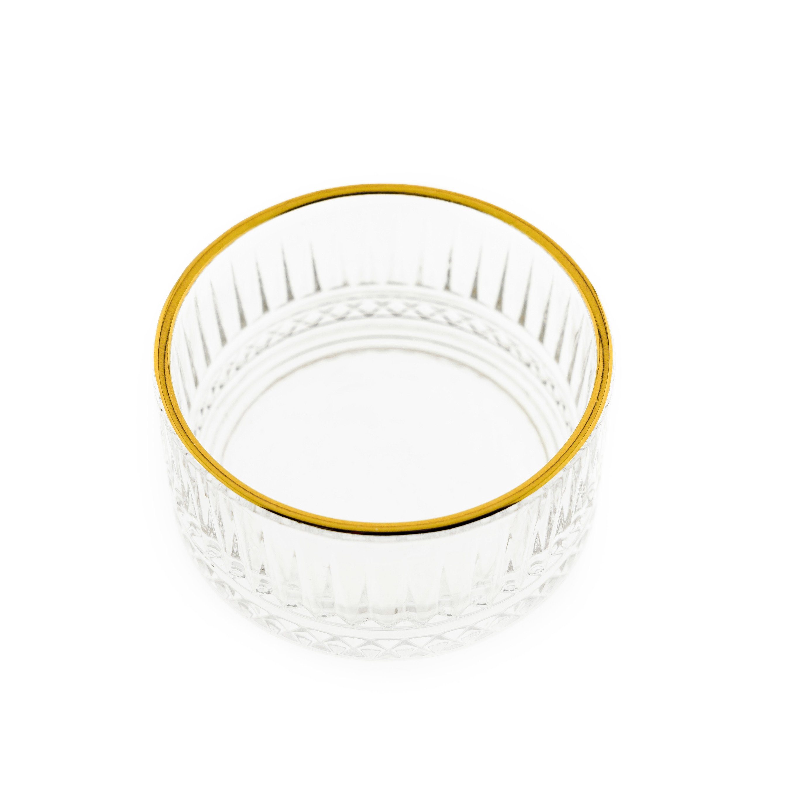 Almina Schale Elisa 6 Tlg. Glasschalen-Set mit Riffle Design Goldumrandung 300 ml, Glas, (6-tlg)