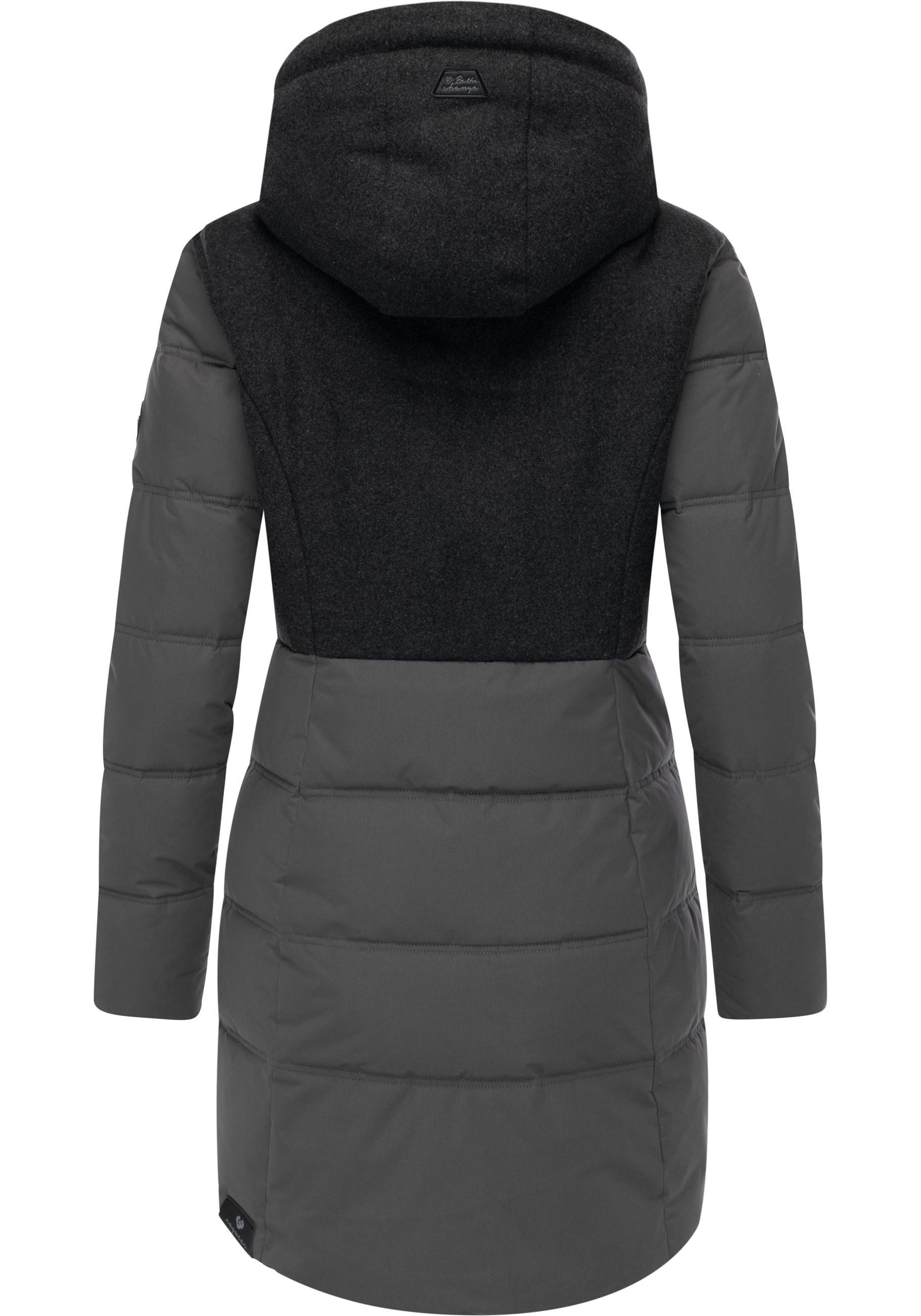 Ragwear Winterjacke Ashani Block Intl. stylischer Winterparka mit gefütterter Kapuze
