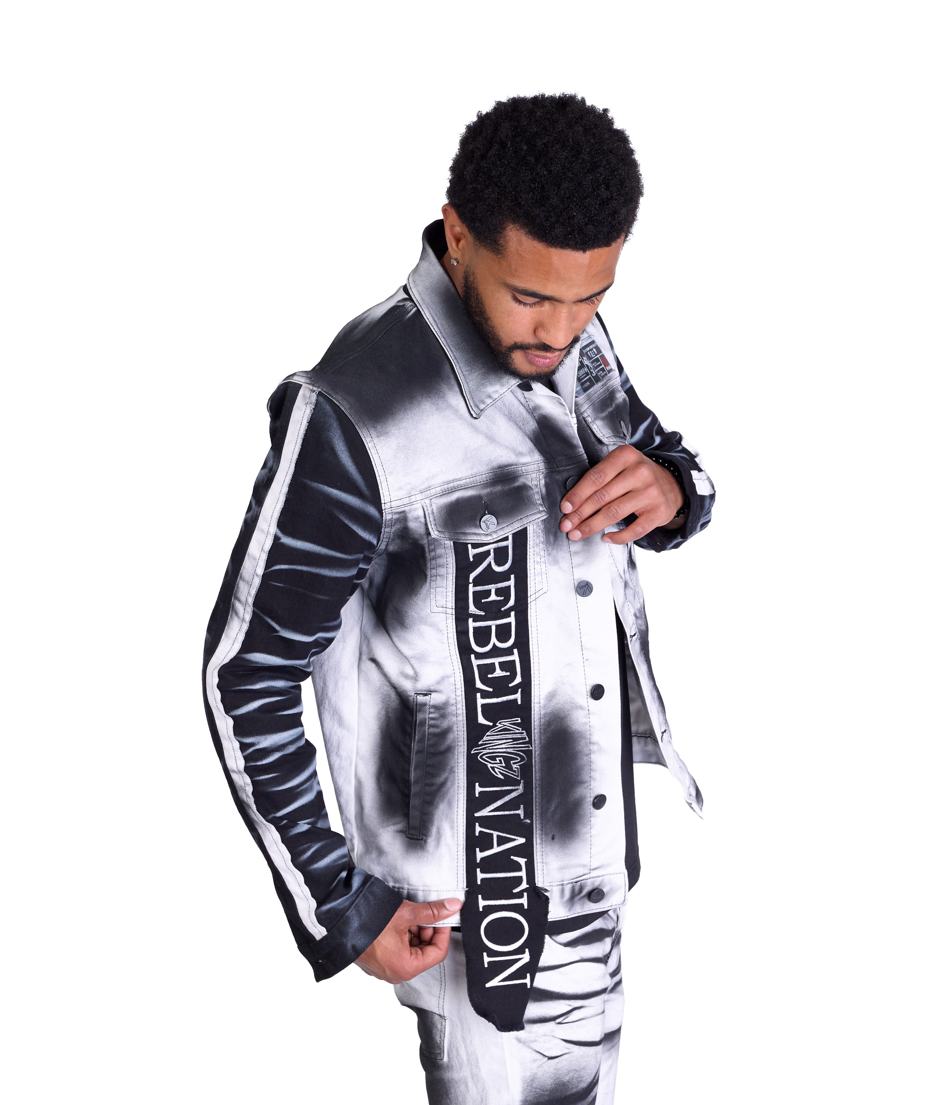 KINGZ Jeansjacke Herren Batik Designer Jeansjacke Totenkopf günstig online kaufen