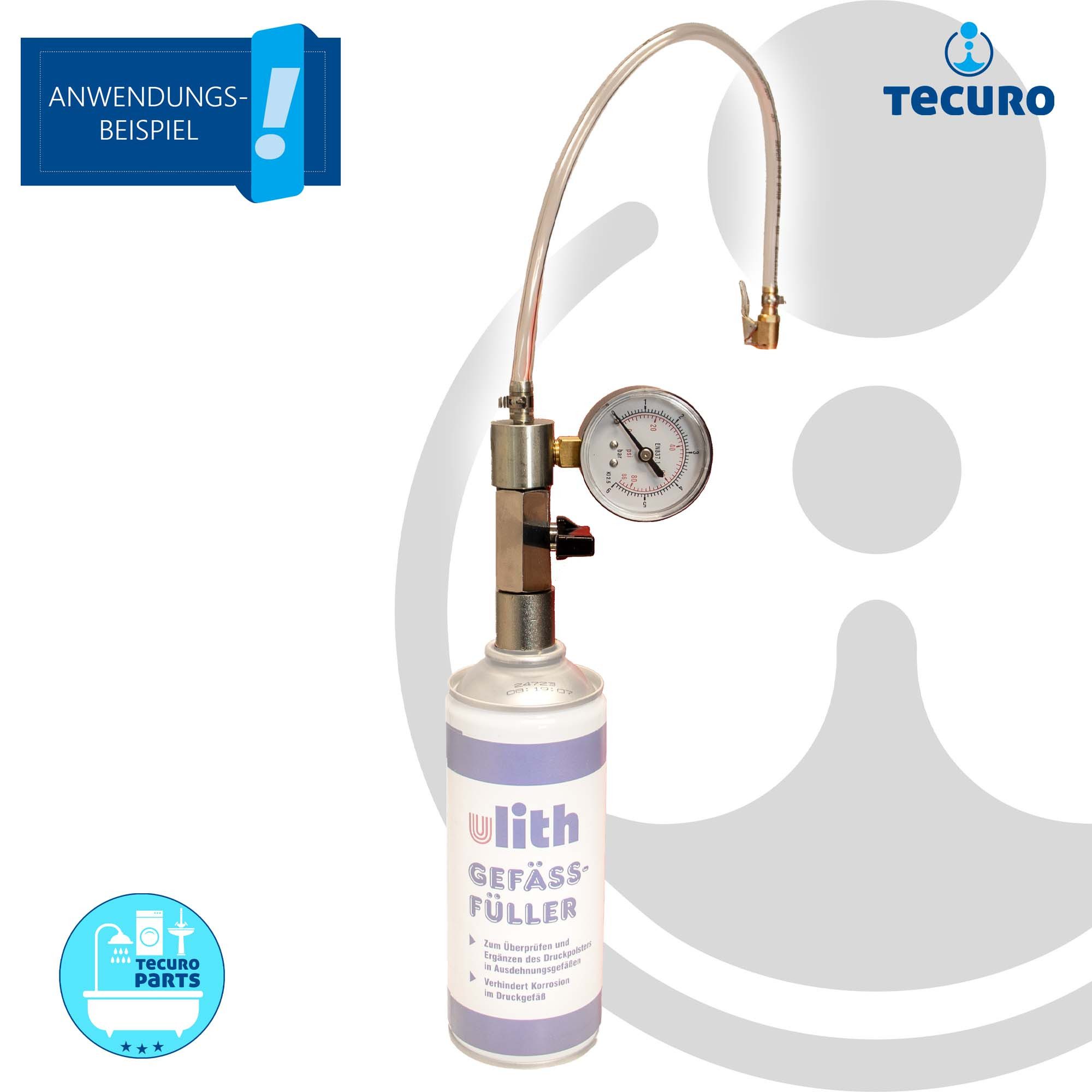 tecuro Anschlussstück Anschlussadapter für Gefässfüller mit Absperrvorrichtung und Manometer