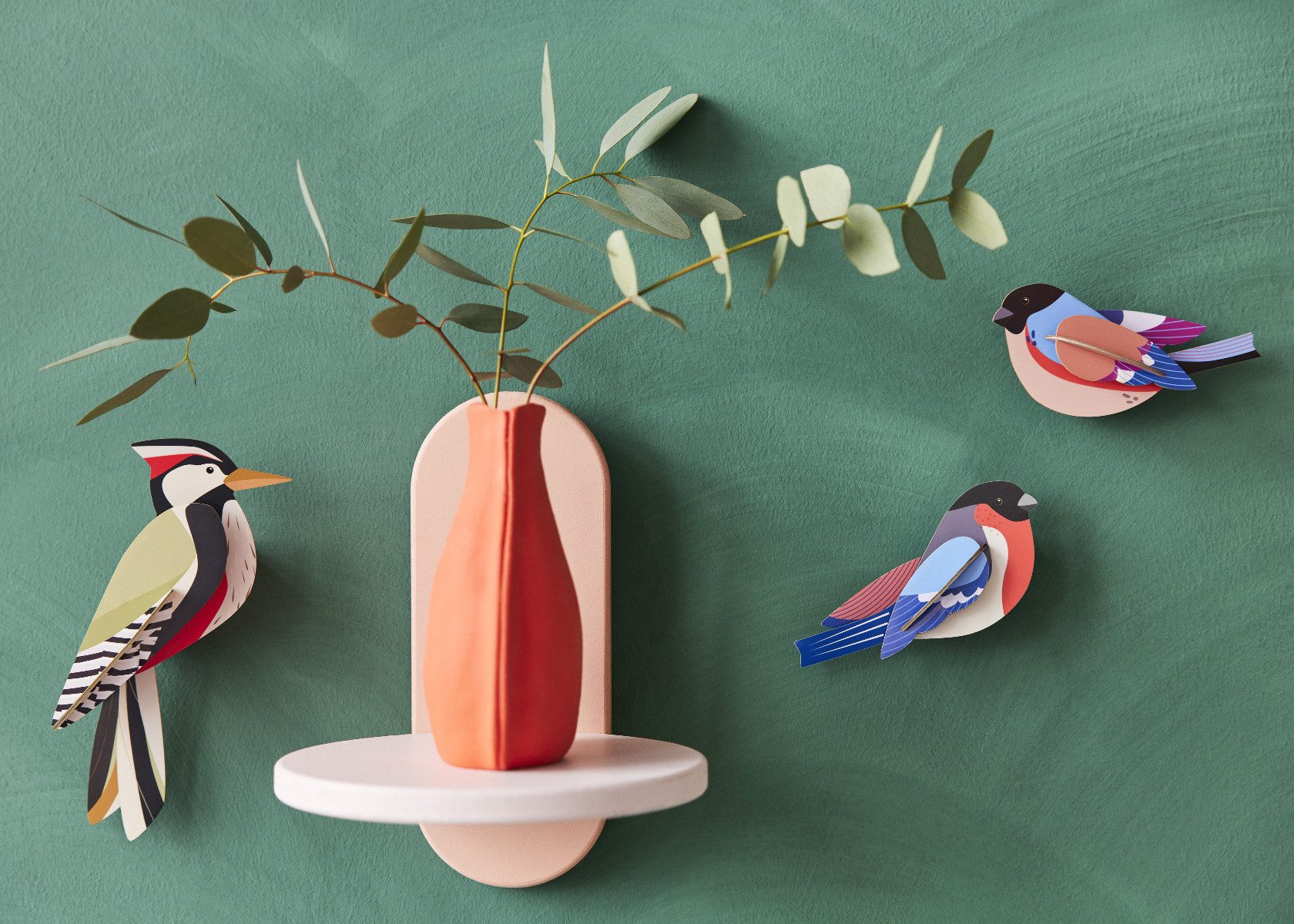 studio ROOF Wanddekoobjekt 3D Vogel Finken 2er Set (2 St), Zum Zusammenstecken