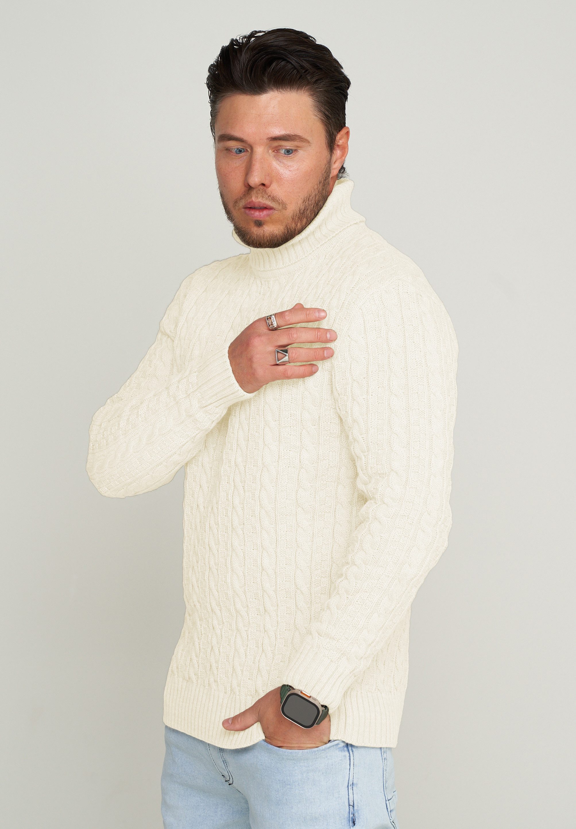 CARISMA Rollkragenpullover CRMUS Grobstrick Zopf-Muster