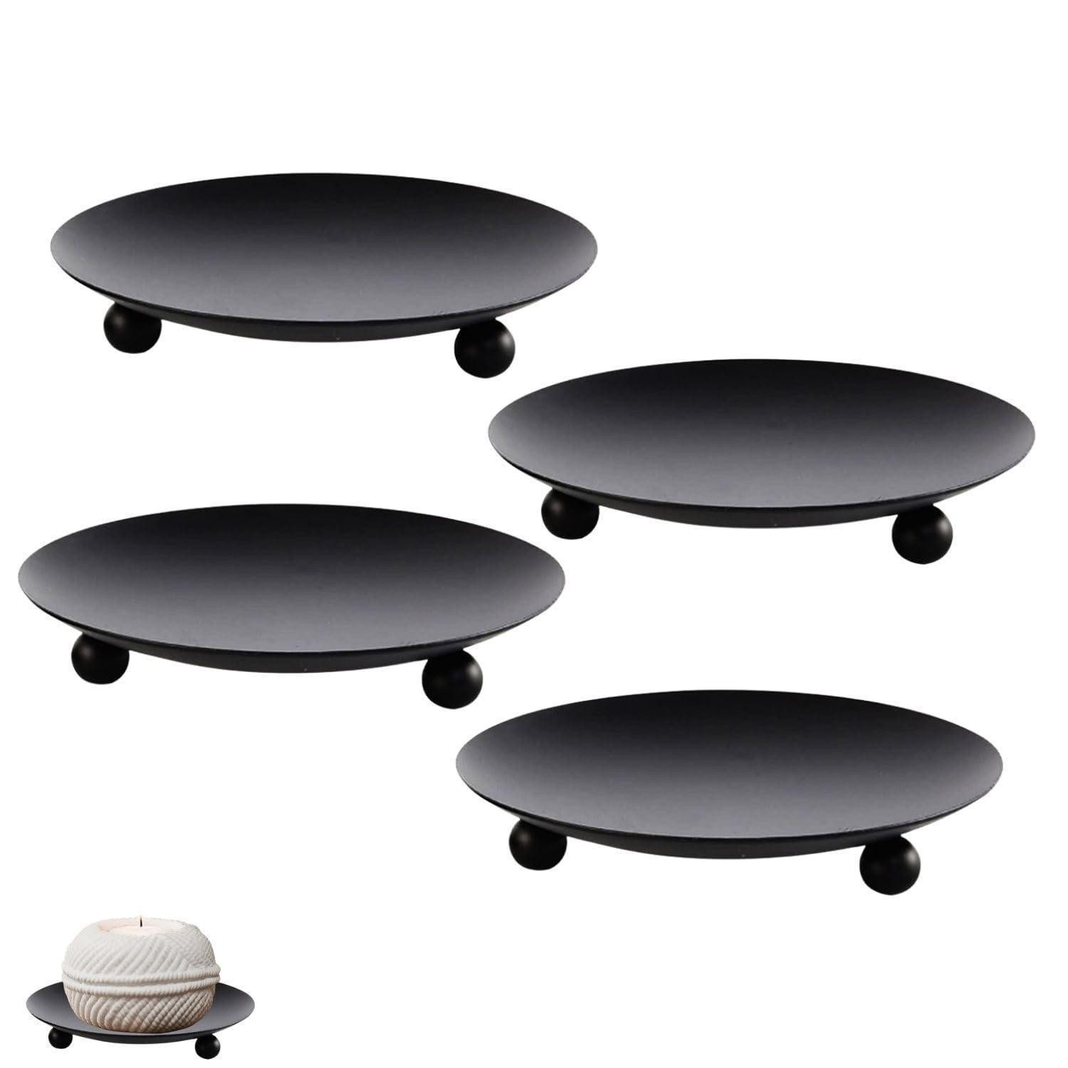 LuxusKollektion Kerzentablett 4x Kerzenhalter Schwarz 6,5cm (4 St)