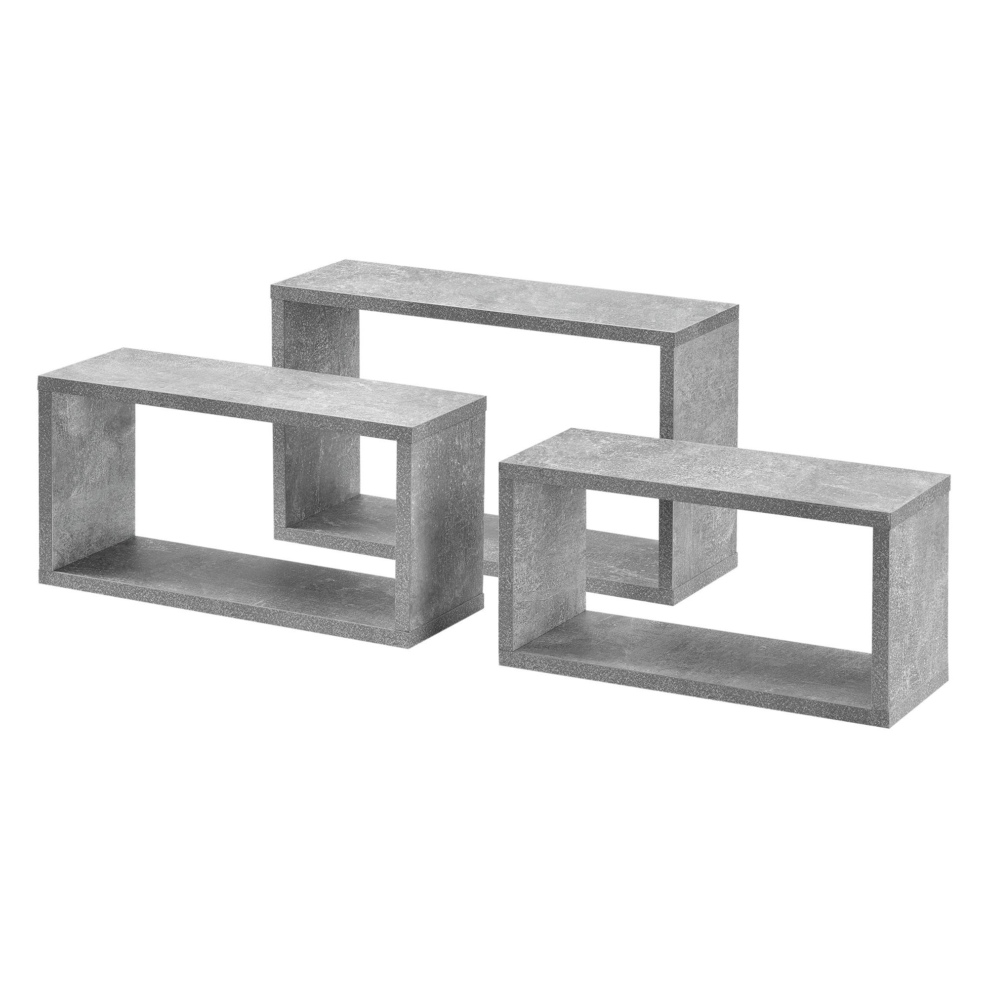 en.casa Wandregal, »Mandal« Wandablage 3-teilig Schweberegal Wandboard Betonoptik