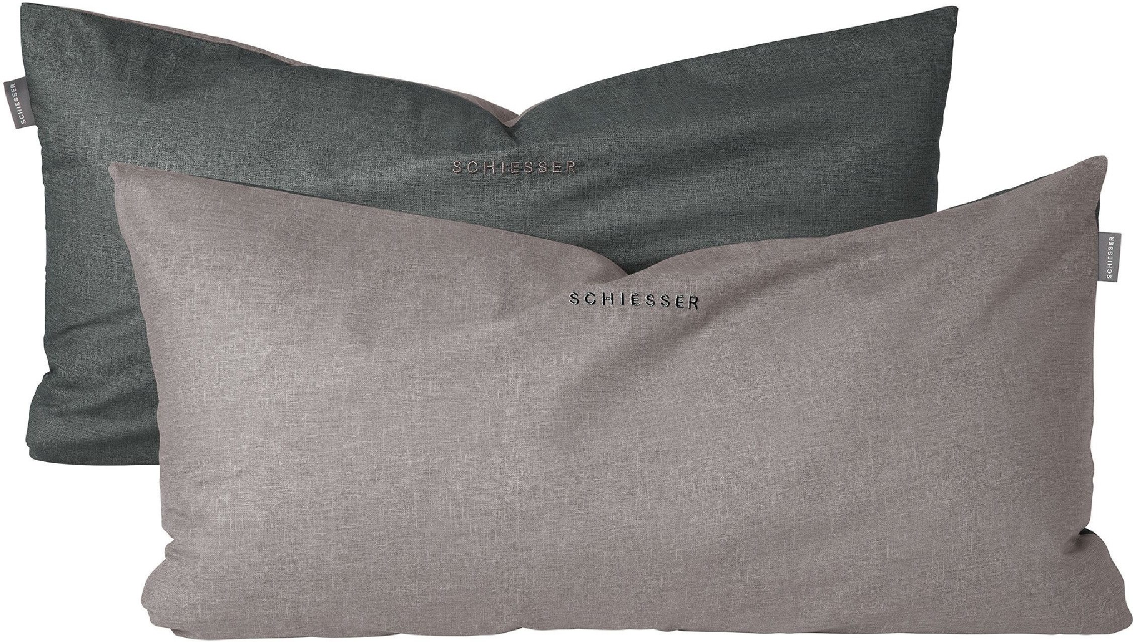 Schiesser Kissenhüllen Doubleface aus weicher Baumwolle mit edlem Melangeeffekt in Wendeoptik, (2 Stück), OEKO-TEX® MADE IN GREEN