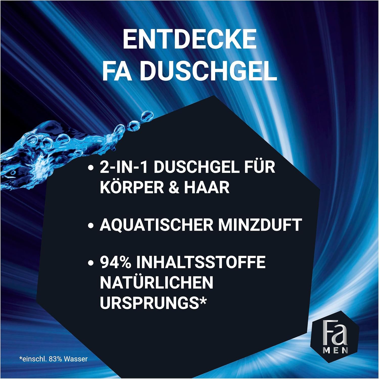 FA Duschgel Duschpflege Men Kick Off, 6x 250 ml, 6-tlg., Vegane Formel, aus 100% recyceltem Material
