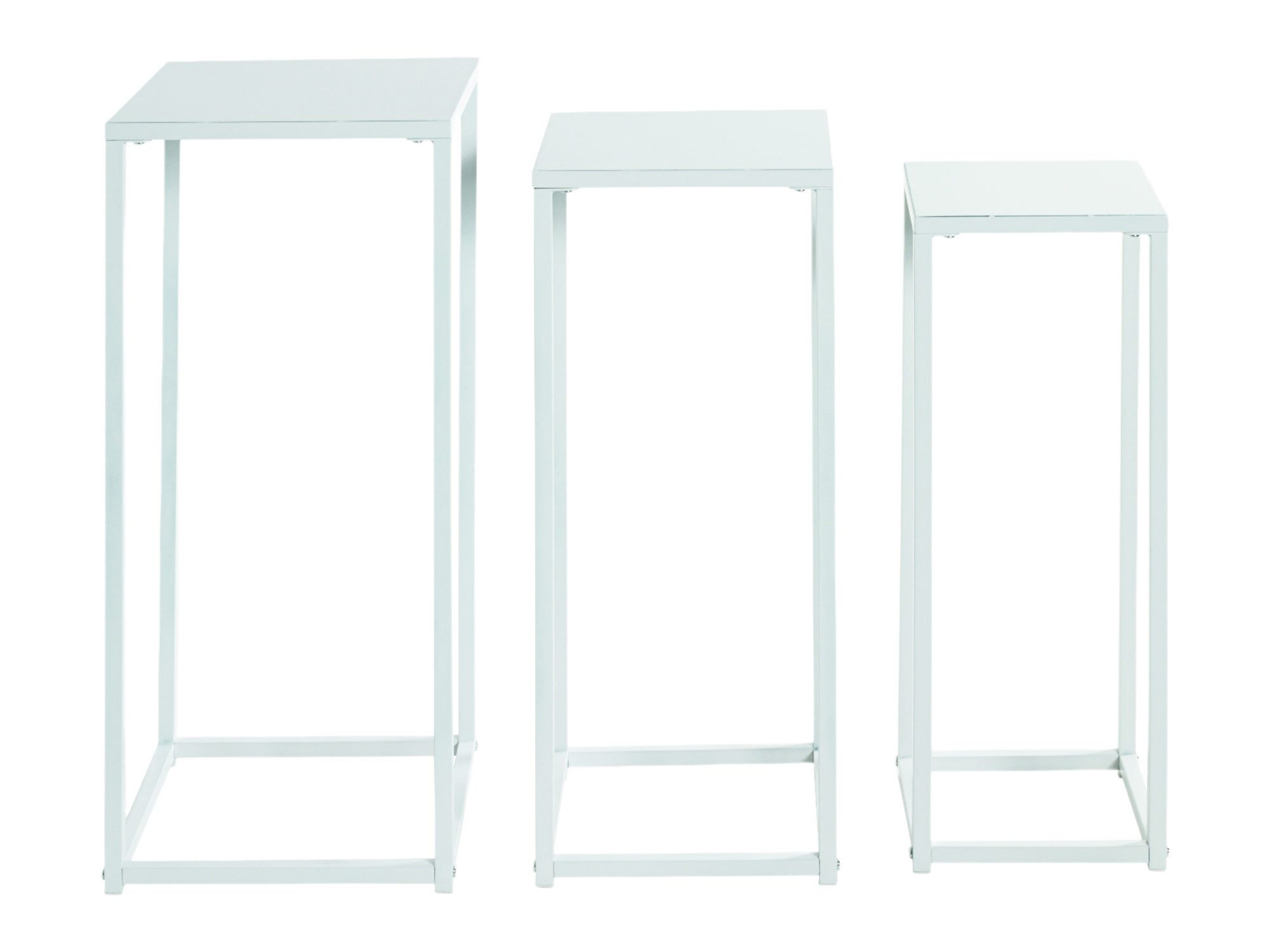 HAKU Blumentisch (Set, 3-St., 3-er Set), Blumensäulen weiß Stahl pulverbeschichtet