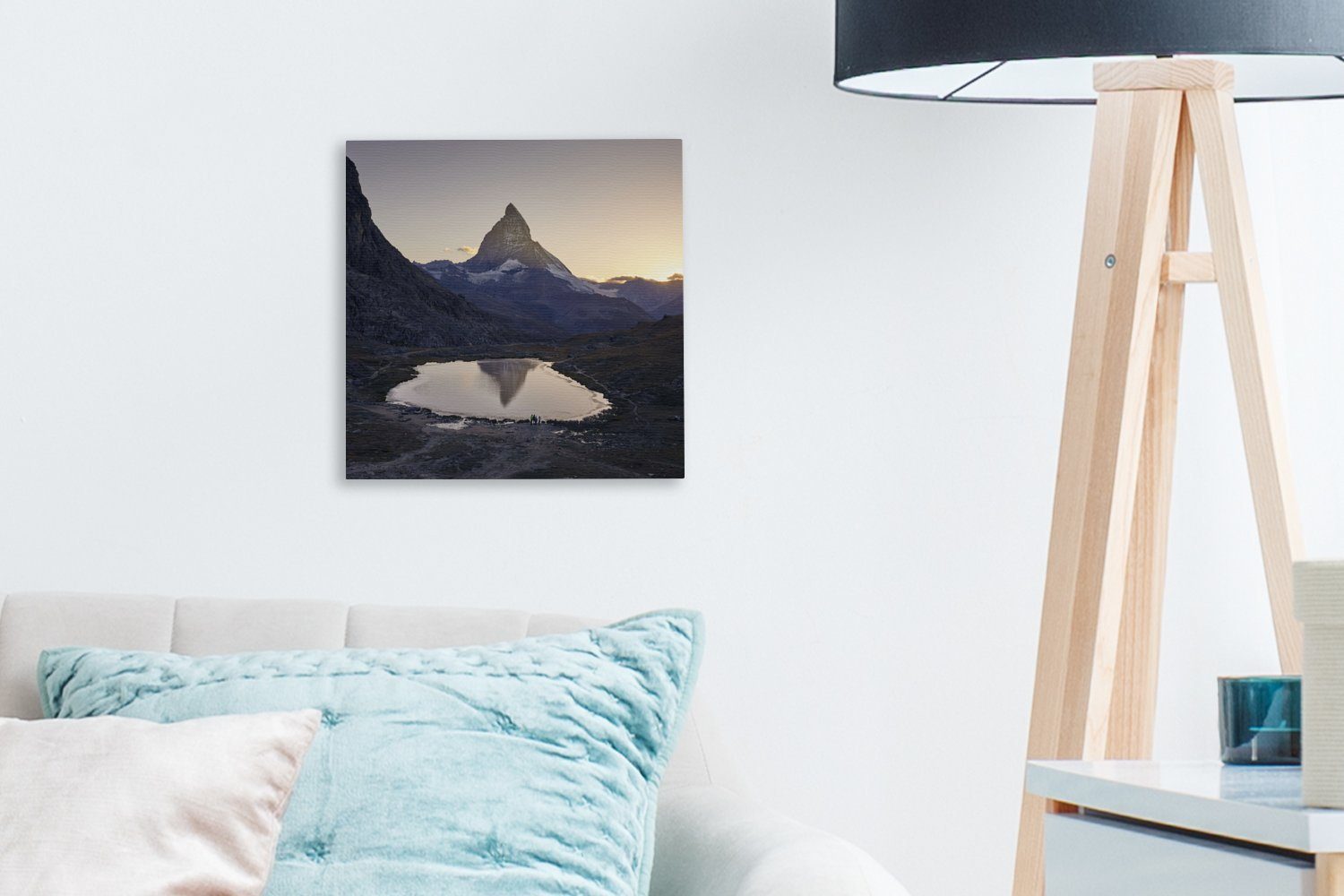 Schweiz, Wohnzimmer St), in Bilder Riffelsee Matterhorn Das Leinwand der Leinwandbild für Schlafzimmer Sonnenaufgang OneMillionCanvasses® (1 bei der und