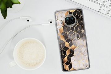 MuchoWow Handyhülle Abstrakt - Würfel - Gold - Muster - Schwarz - Weiß, Phone Case, Handyhülle Xiaomi Mi 10T Lite, Silikon, Schutzhülle