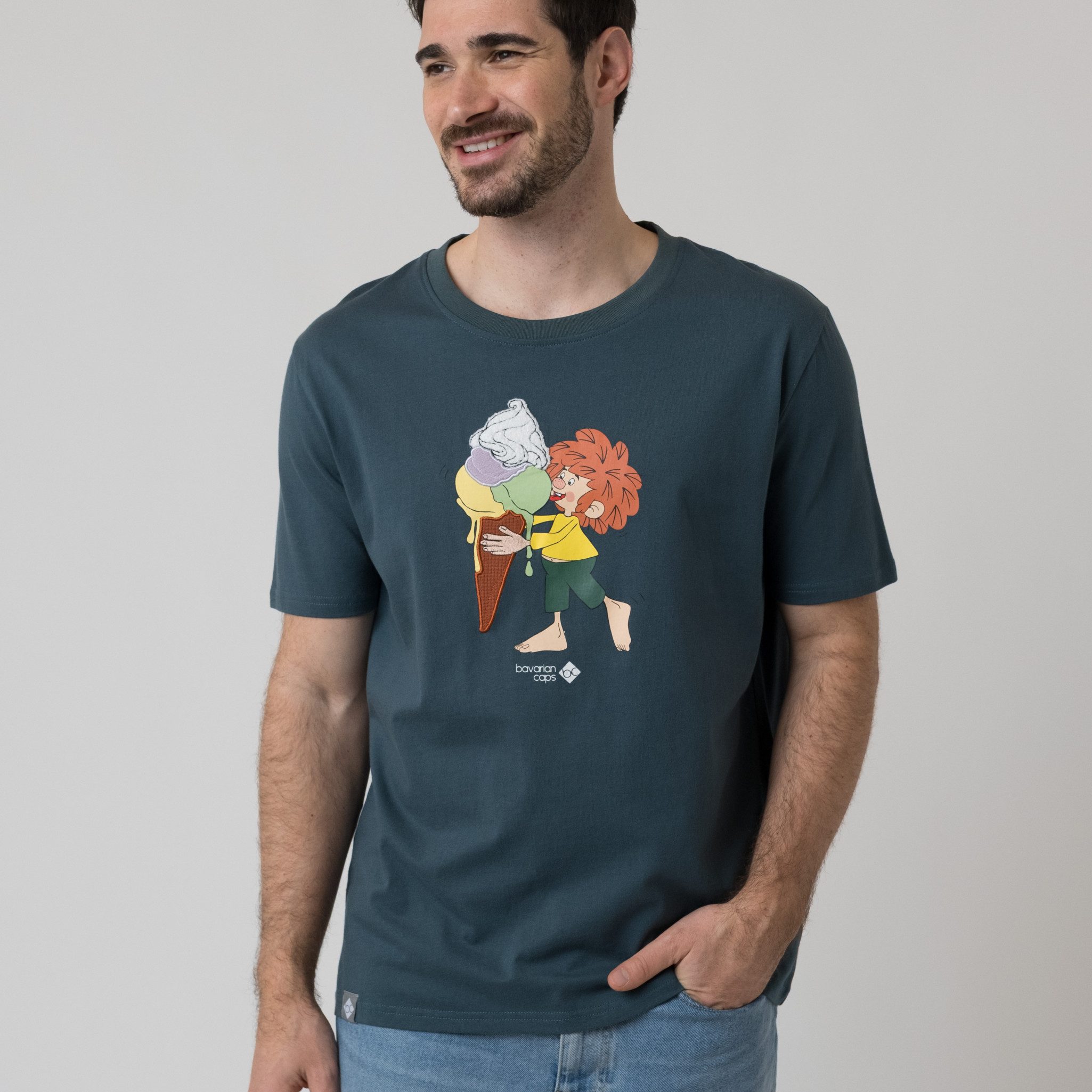 Bavarian Caps T-Shirt Bavarian Caps T-Shirt "Pumuckl Schleckeis" - dunkelgrün (T-Shirt, T-Shirt)