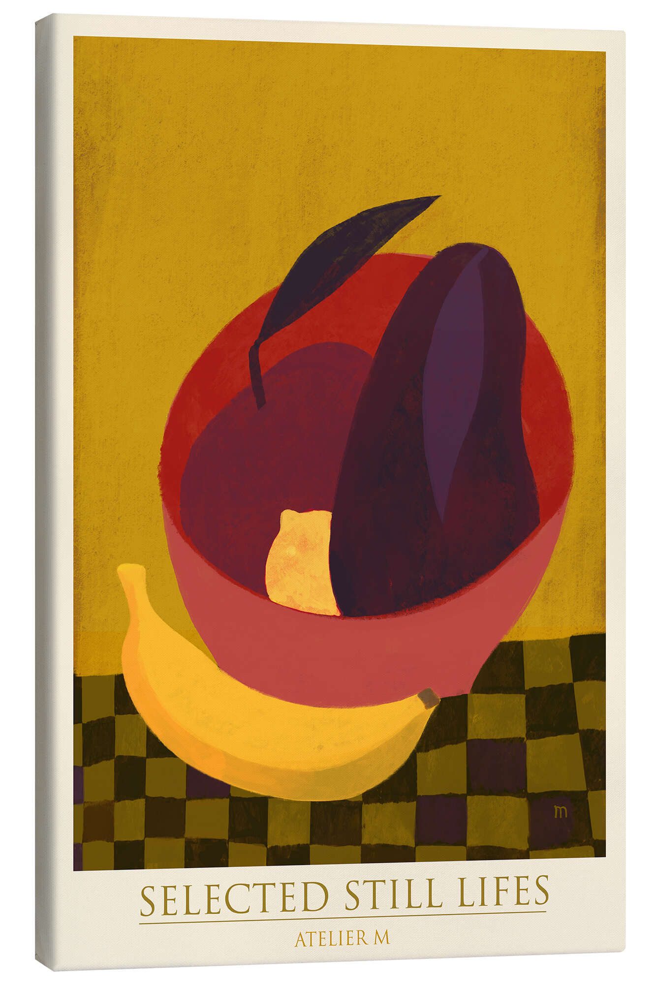Posterlounge Leinwandbild ATELIER M, Stillleben mit Obstschale, Küche Modern Malerei