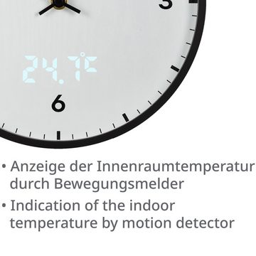 BRESSER Wanduhr MyTime LEDsec Wanduhr 24 cm mit Temperaturanzeige