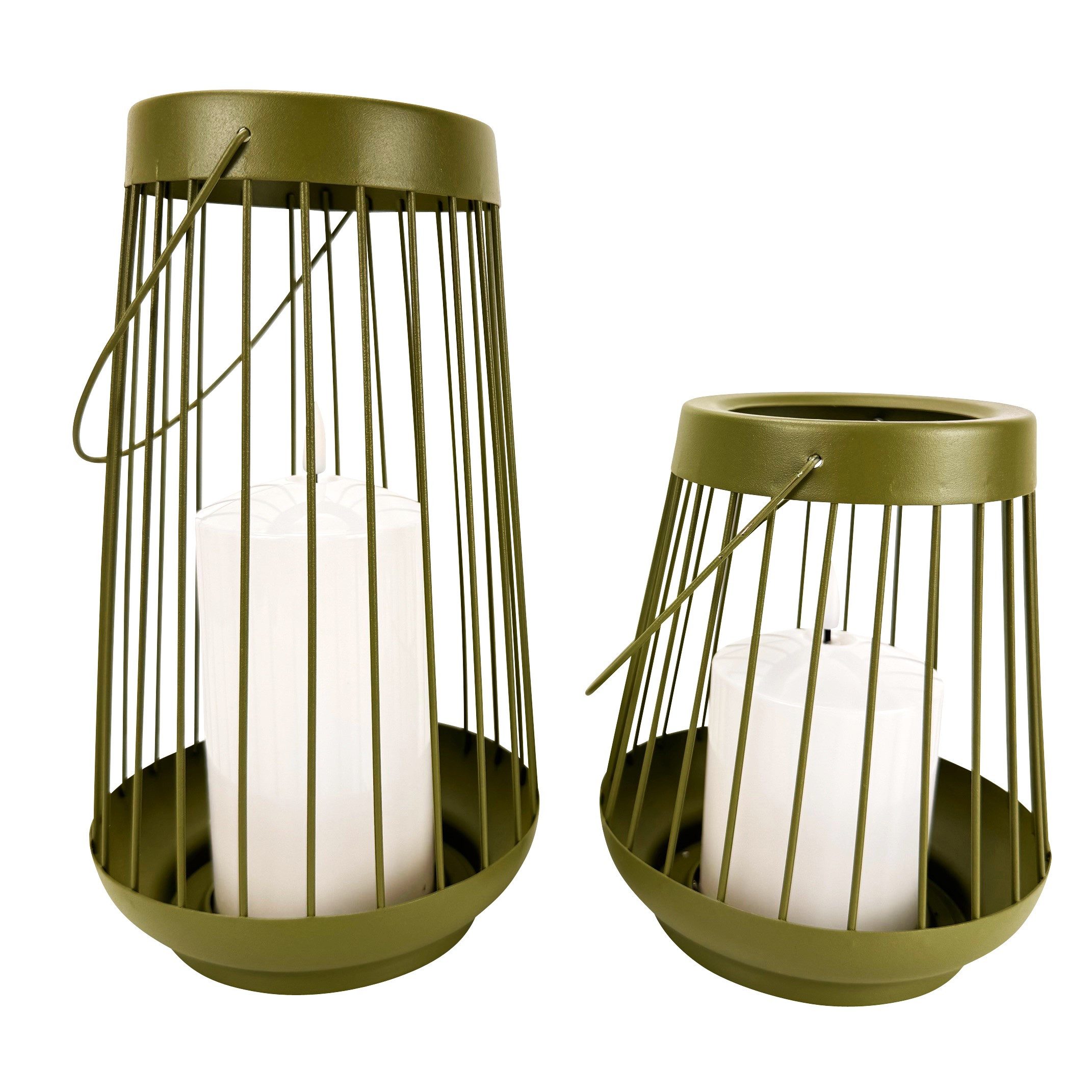 Online-Fuchs LED Laterne - 2 Laternen aus Metall im Set mit großer LED-Kerz günstig online kaufen