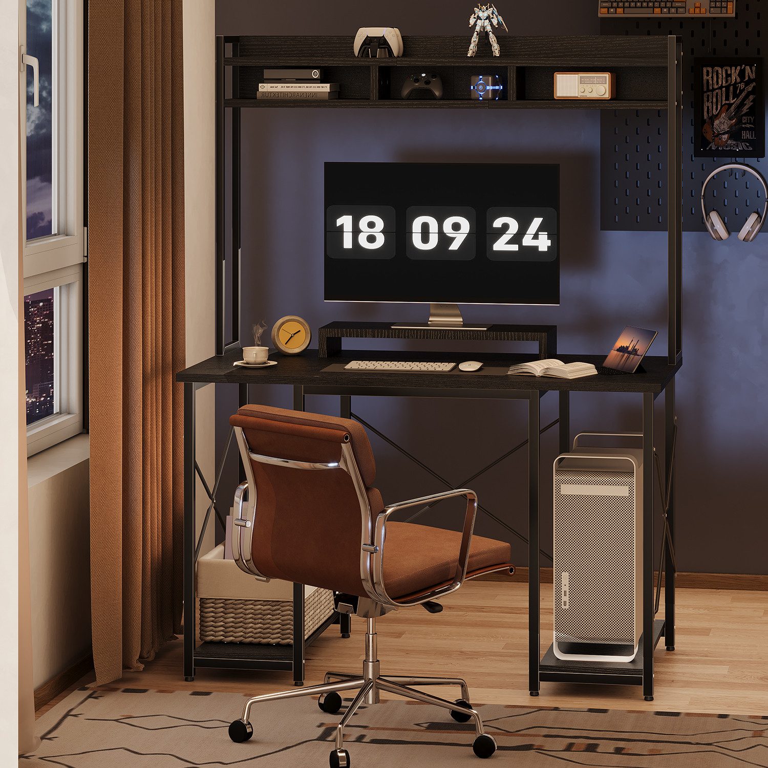 HOMALL Schreibtisch Gamingtisch, Computertisch mit LEDs günstig online kaufen