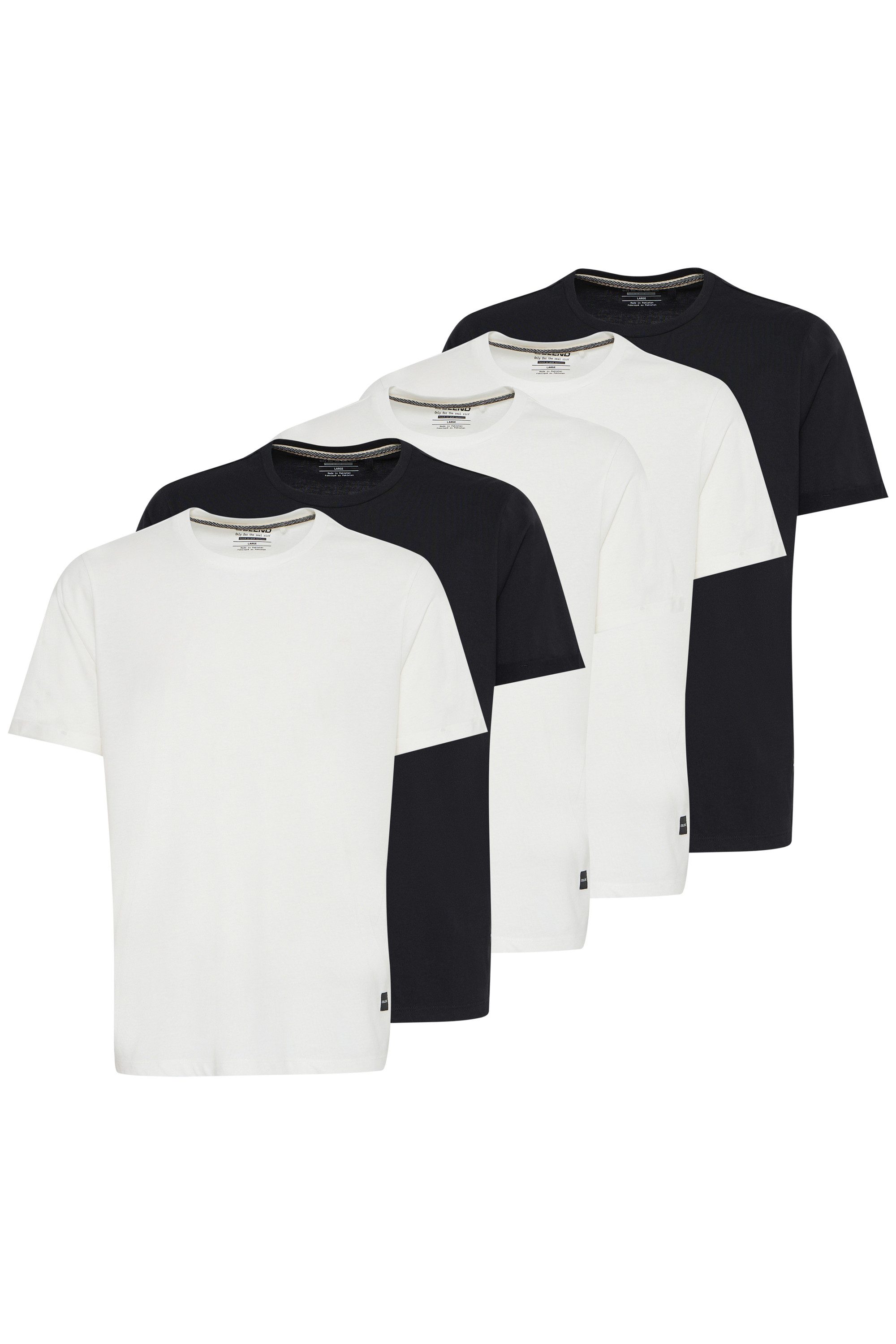 Blend T-Shirt BHtee 5 Pack (5-tlg) Basic T-Shirt mit Rundhalsausschnitt im Multipack