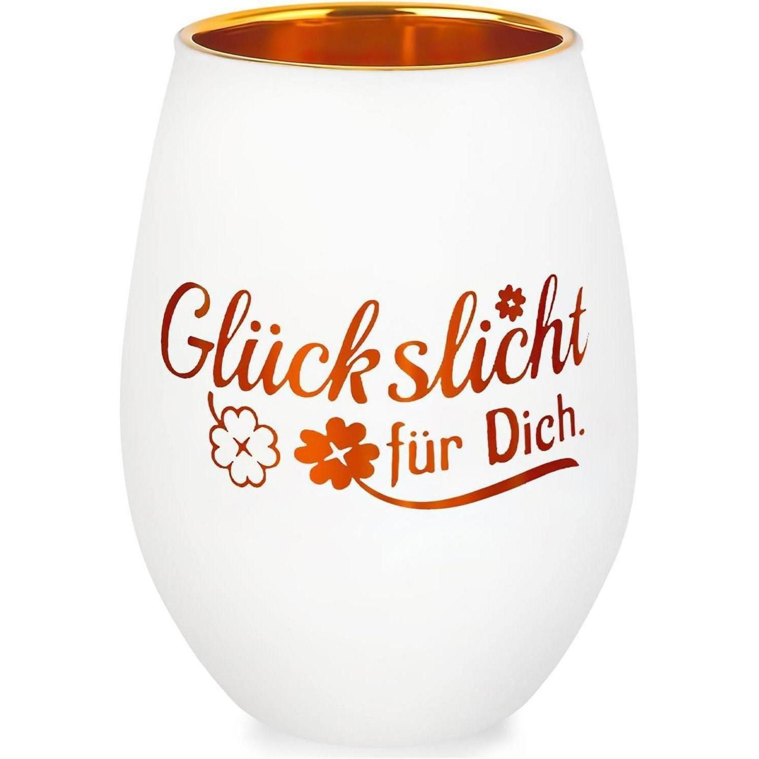LuxusKollektion Windlicht Windlicht Teelichthalter Glas Gravur Geschenk Glückslicht – Weiß 2