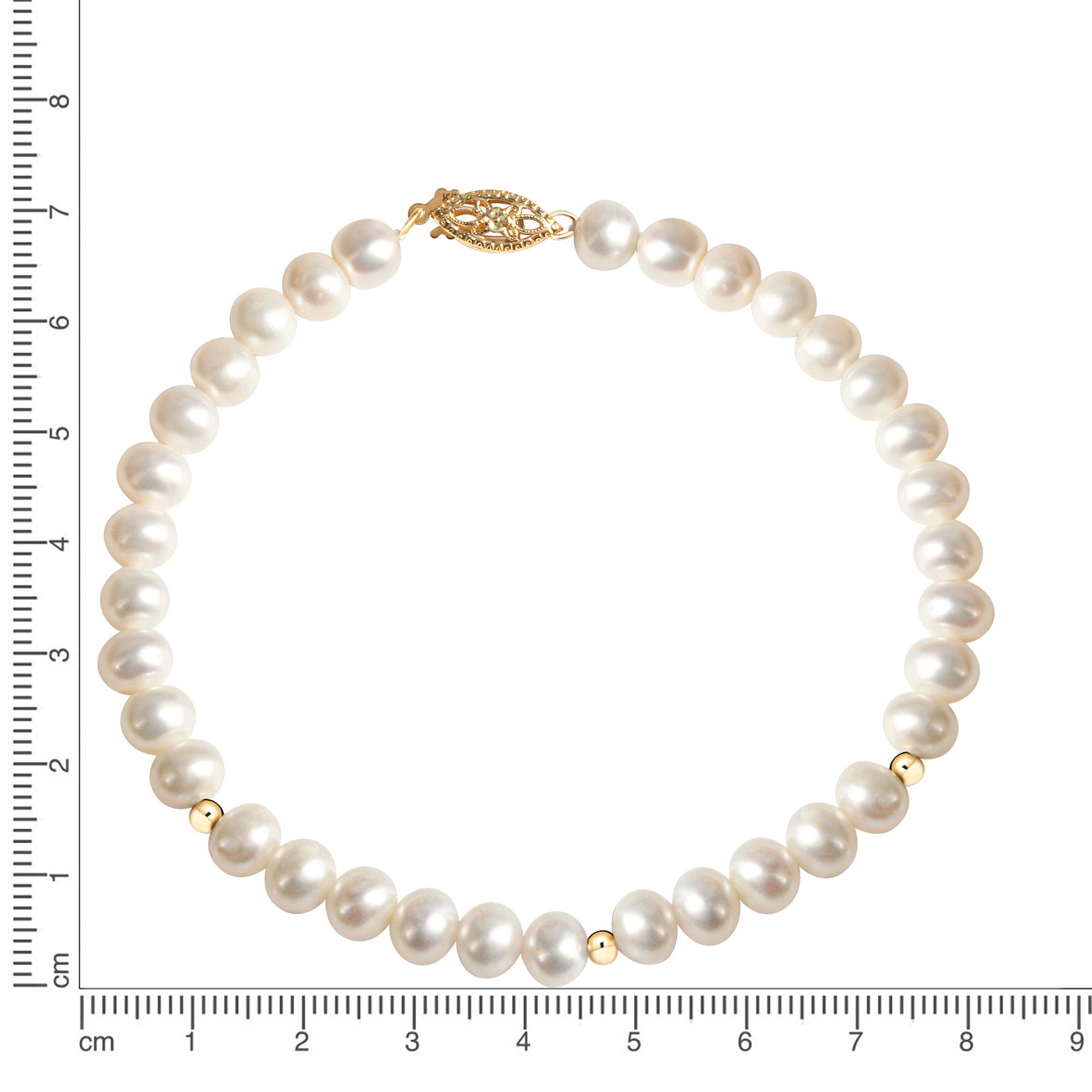 Fascination by Ellen K. Armband Gold 585 mit weißen Perlen 20cm günstig online kaufen