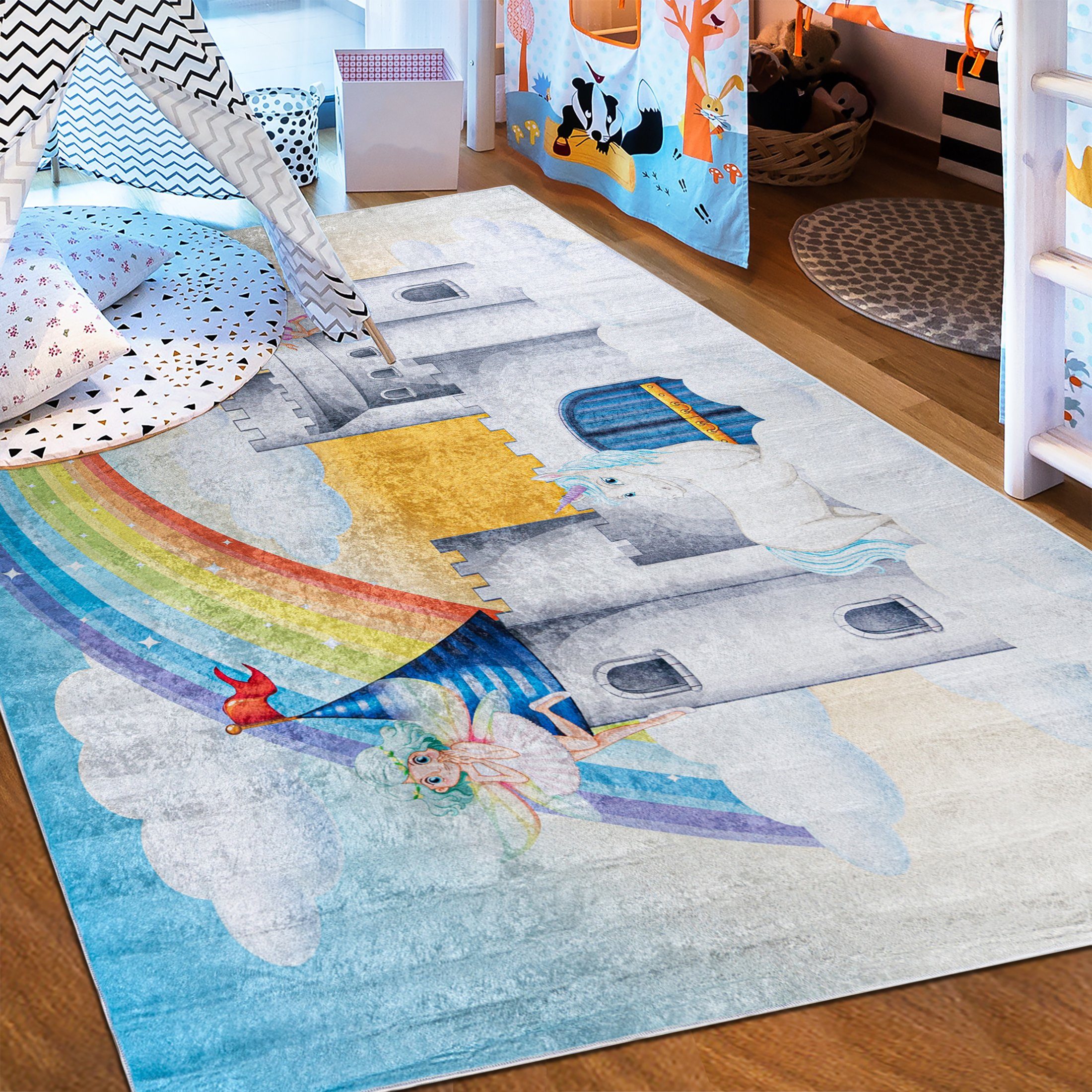 Mazovia Kinderteppich Kinderteppich Kinderzimmerteppich Prinzessin Schloss, günstig online kaufen