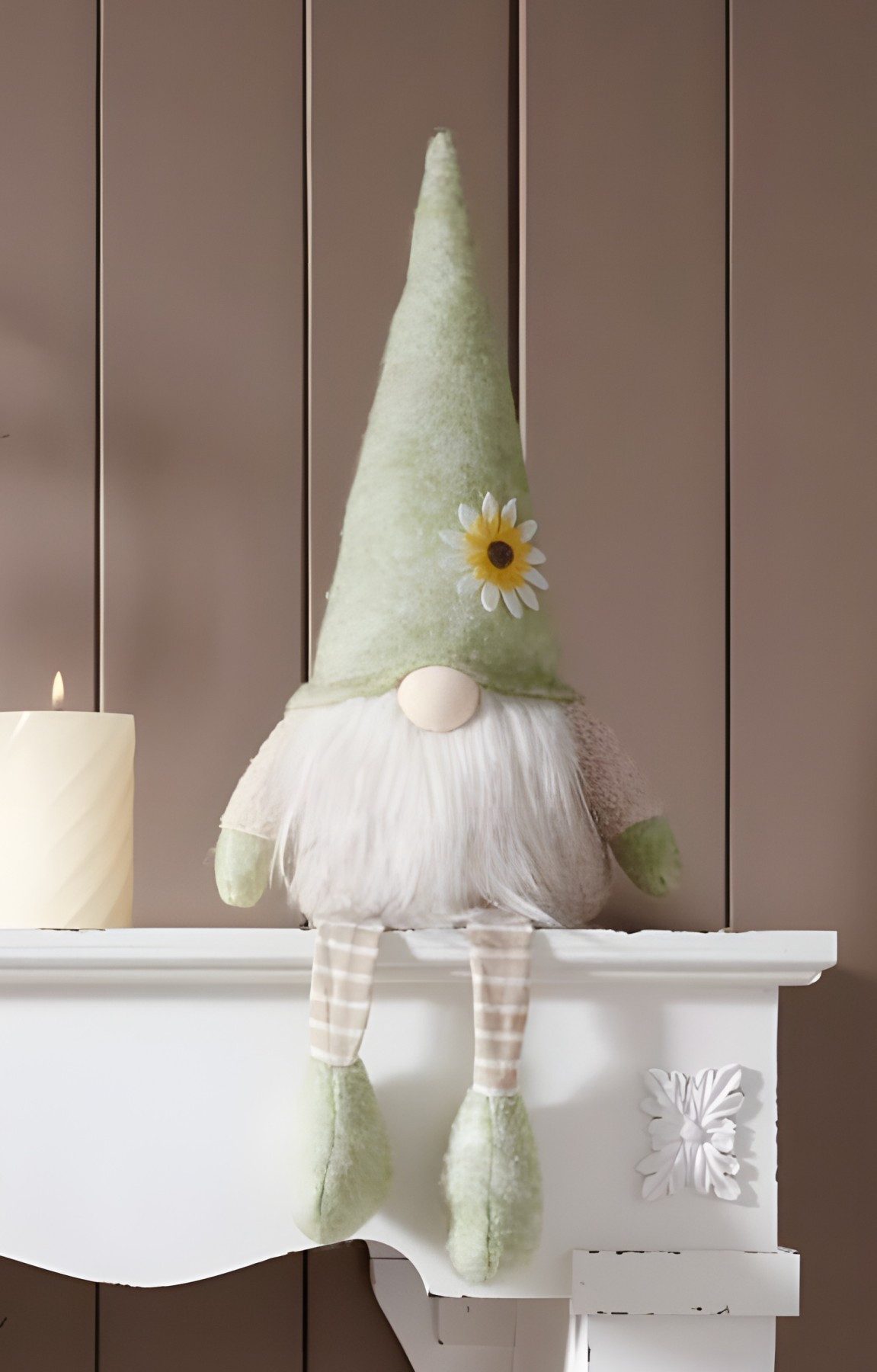 Dekoleidenschaft Wichtel "Blumenmütze" Kantenhocker 35 cm günstig online kaufen