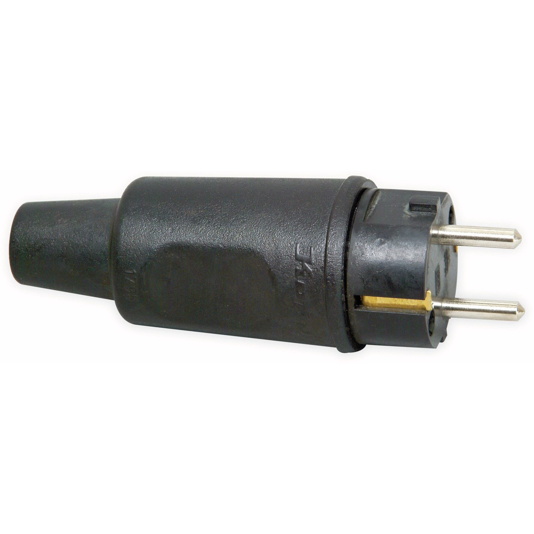Kopp Schuko-Stecker KOPP Gummi-Schutzkontaktstecker schwarz, IP44, bruchfest, gerade