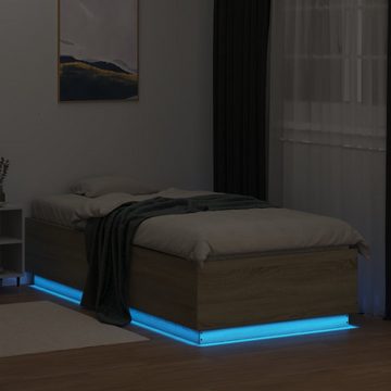 vidaXL Bett Bettgestell mit LED Sonoma-Eiche 100x200 cm Holzwerkstoff