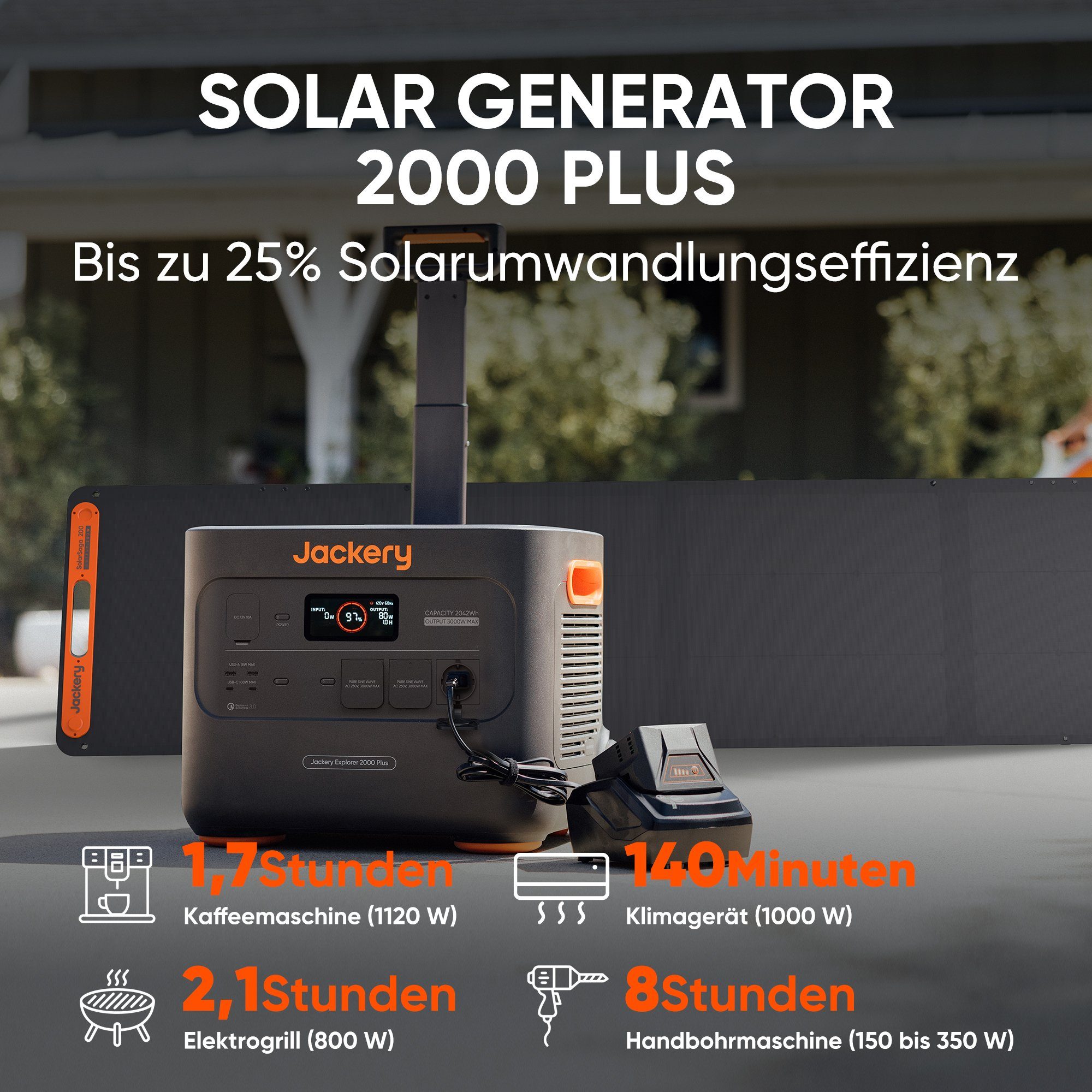 Jackery Stromgenerator mit 4000 200W Erweiterbarer und 1 Plus Akku, 1 Explorer Solargenerator Solarmodul Kit, x x 2000