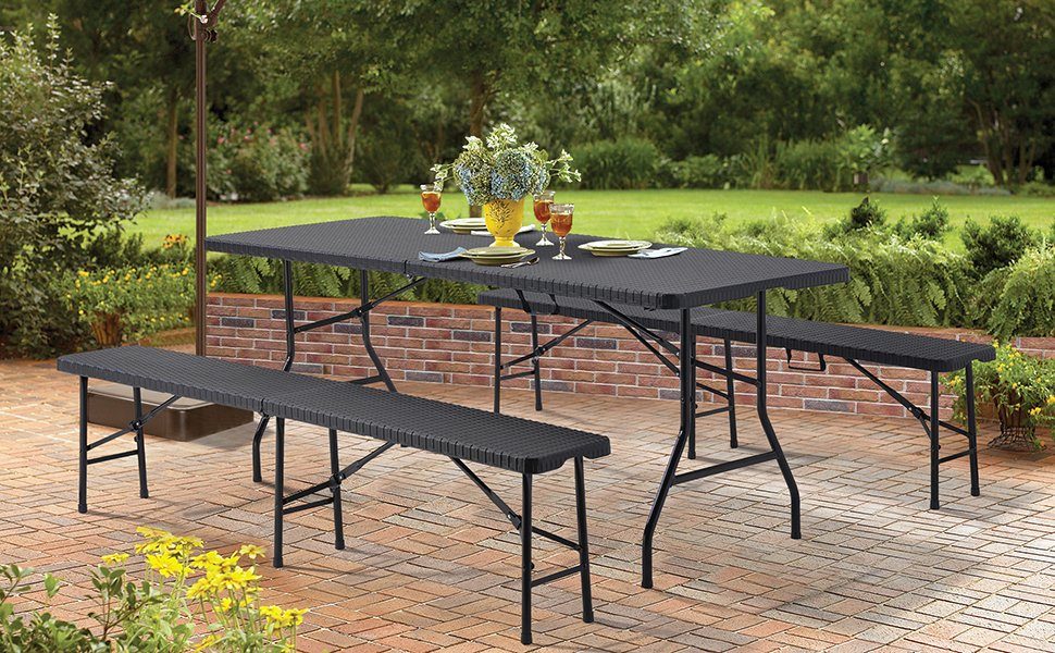 Merax Bierzeltgarnitur, Bierzeltgarnitur Festzeltgarnitur 3-teiliges