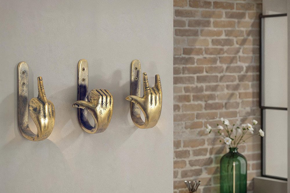 riess-ambiente Wandgarderobe FINGERS messing, Metall · Dekoration · Kleiderhaken