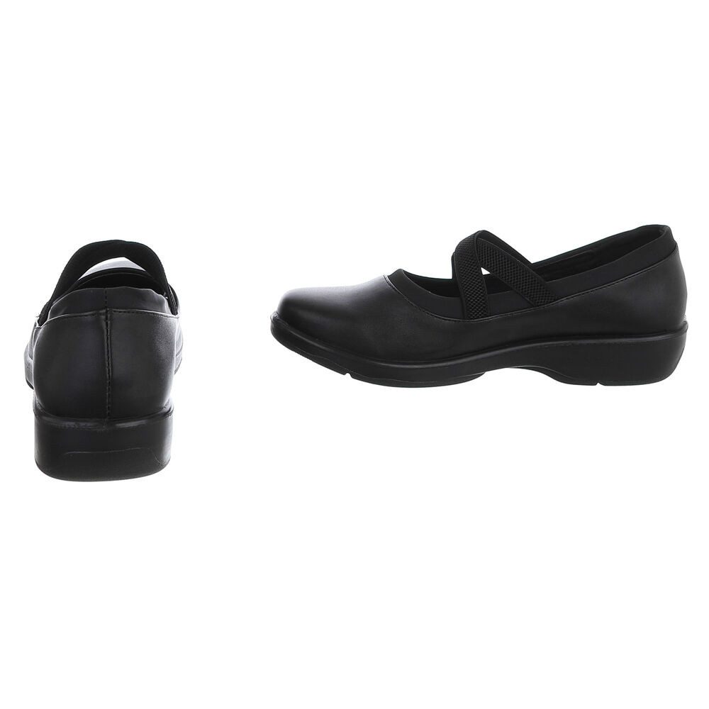 Ital-Design Damen Komfort-Halbschuh mit Riemen, Schlupfdesign Pumps (91783523) Blockabsatz Klassische Ballerinas in Schwarz – Bild 5 von 5