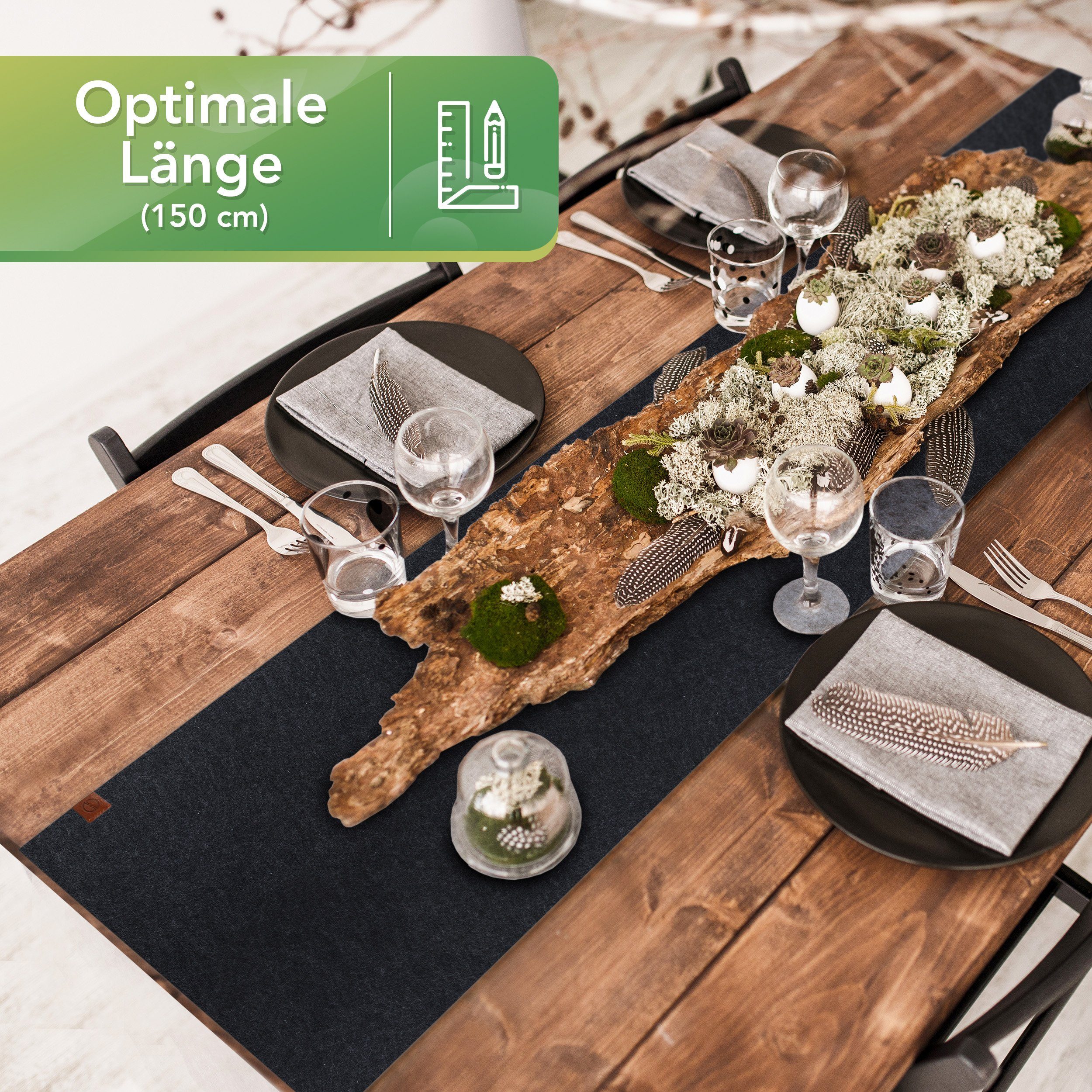 Loco Bird Tischläufer aus Filz, Abwaschbare Tischdecke mit Kunstleder-Label günstig online kaufen