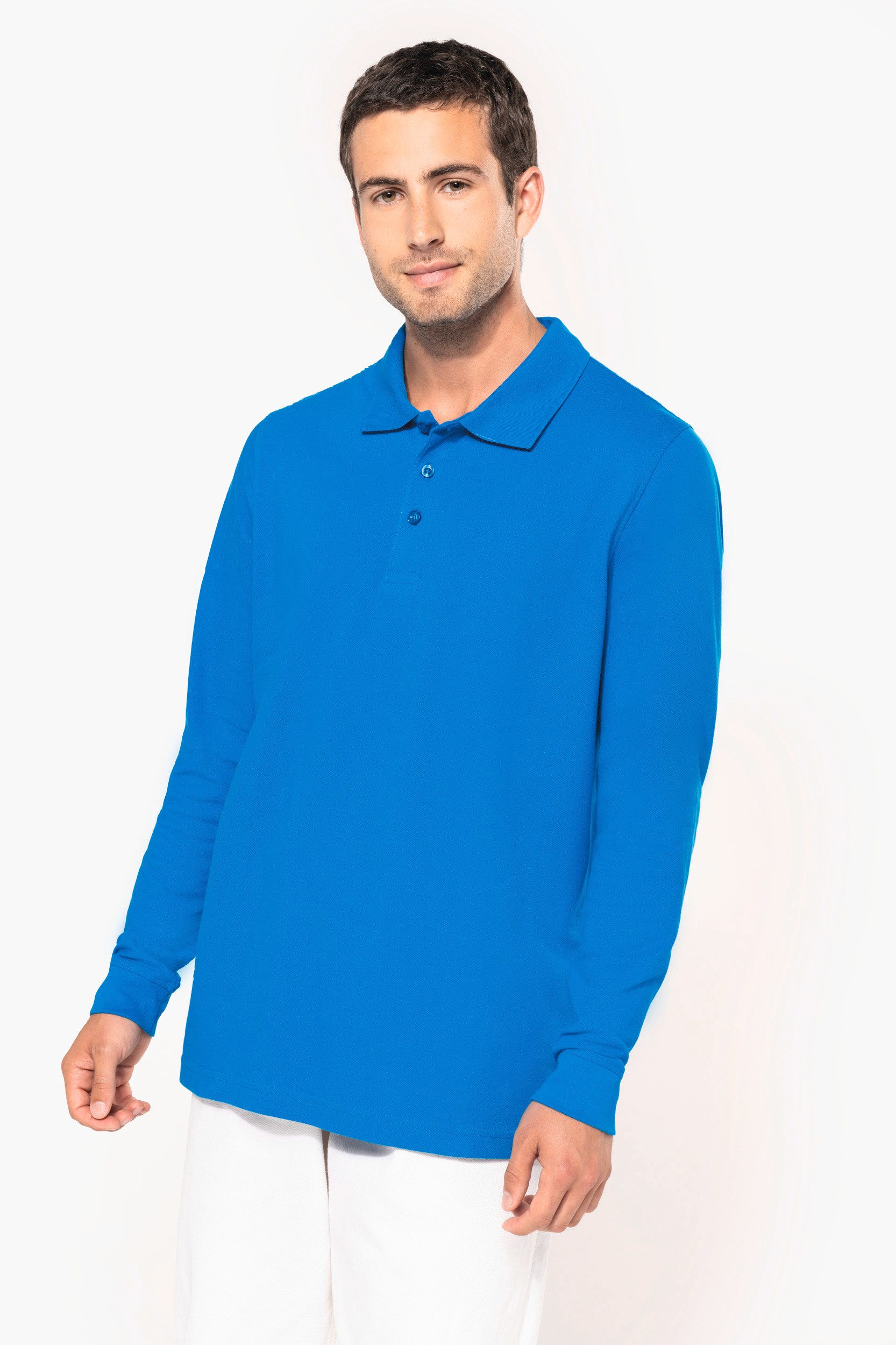 T-Shirt & Langarmshirt Herren Langarm-Polohemd. Baumwollpiqué
