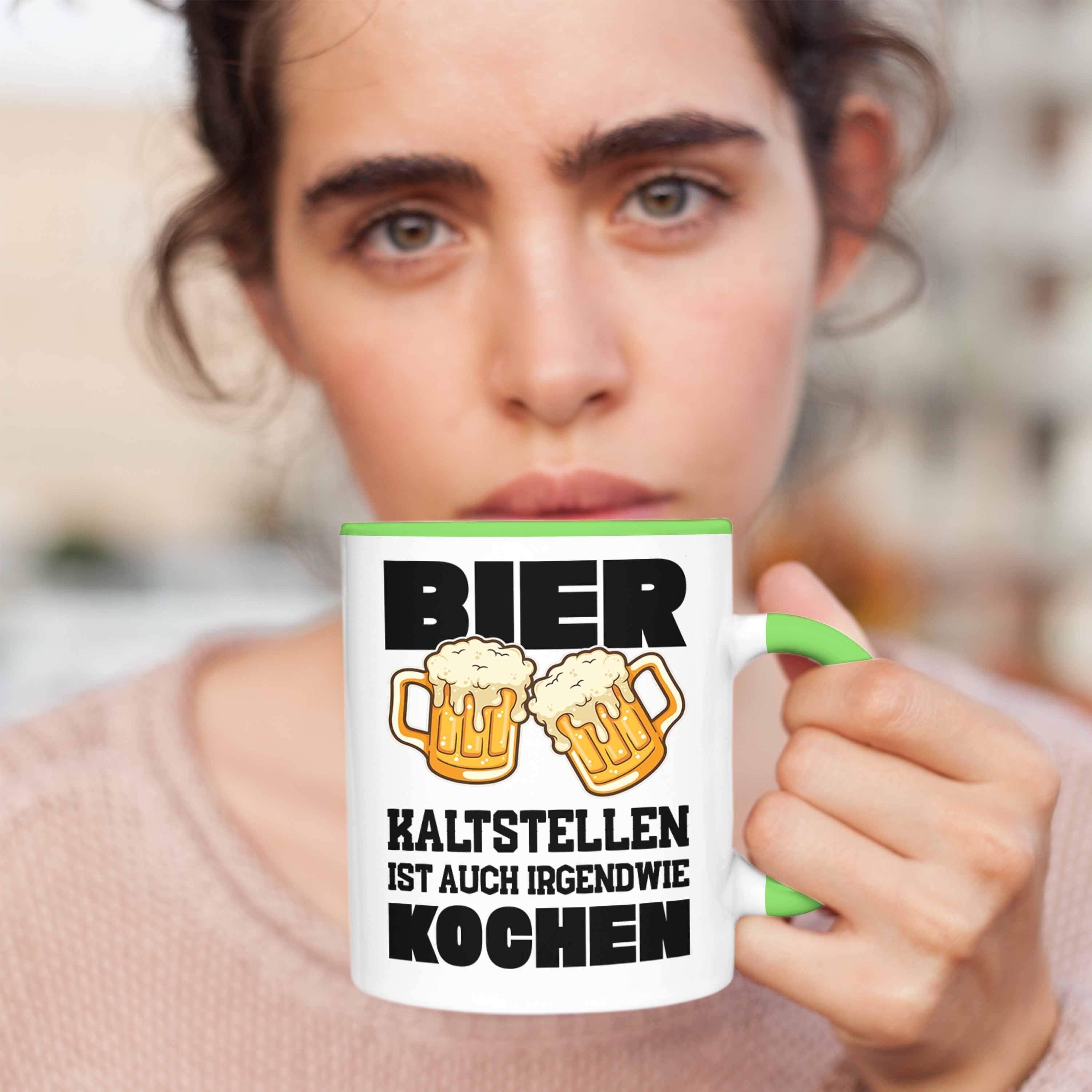 Trendation Tasse Trendation Bier Grün - Lustiger Spruch Tasse Party Spruch Lustiger Saufen Vater Männer