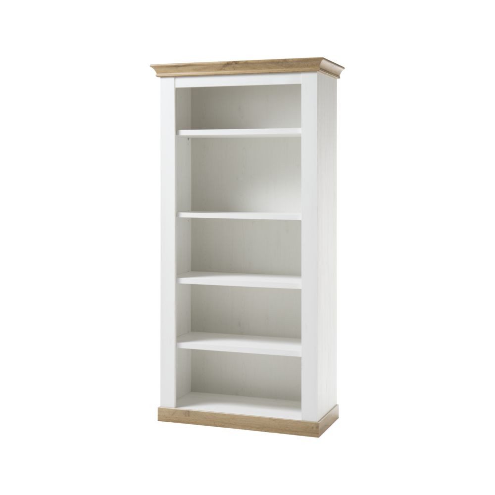 Lomadox Bücherregal LINARES-61, Pinie weiß / Wotan Eiche Nb. mit 6 Fächern - 102/204/44 cm