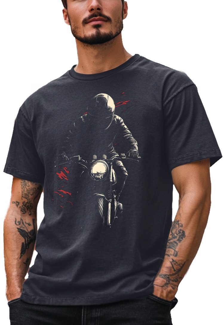 MAKAYA T-Shirt Bikershirt für Herren – Naked Bike Design für Motorradliebhaber (Schwarz, Blaugrau, S, M, L, XL, XXL, 3XL, 4XL, 5XL) Baumwolle