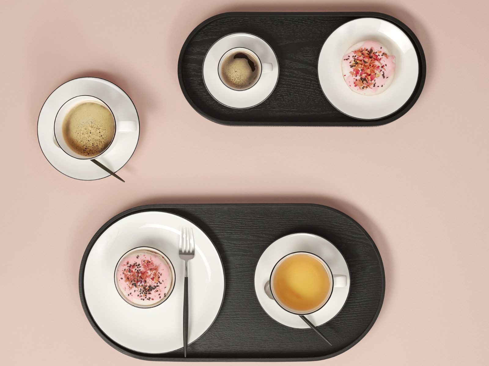 ASA SELECTION Teller-Set Selection à table ligne noire Teller flach 31,5cm Set6 (6-tlg), Fine Bone China