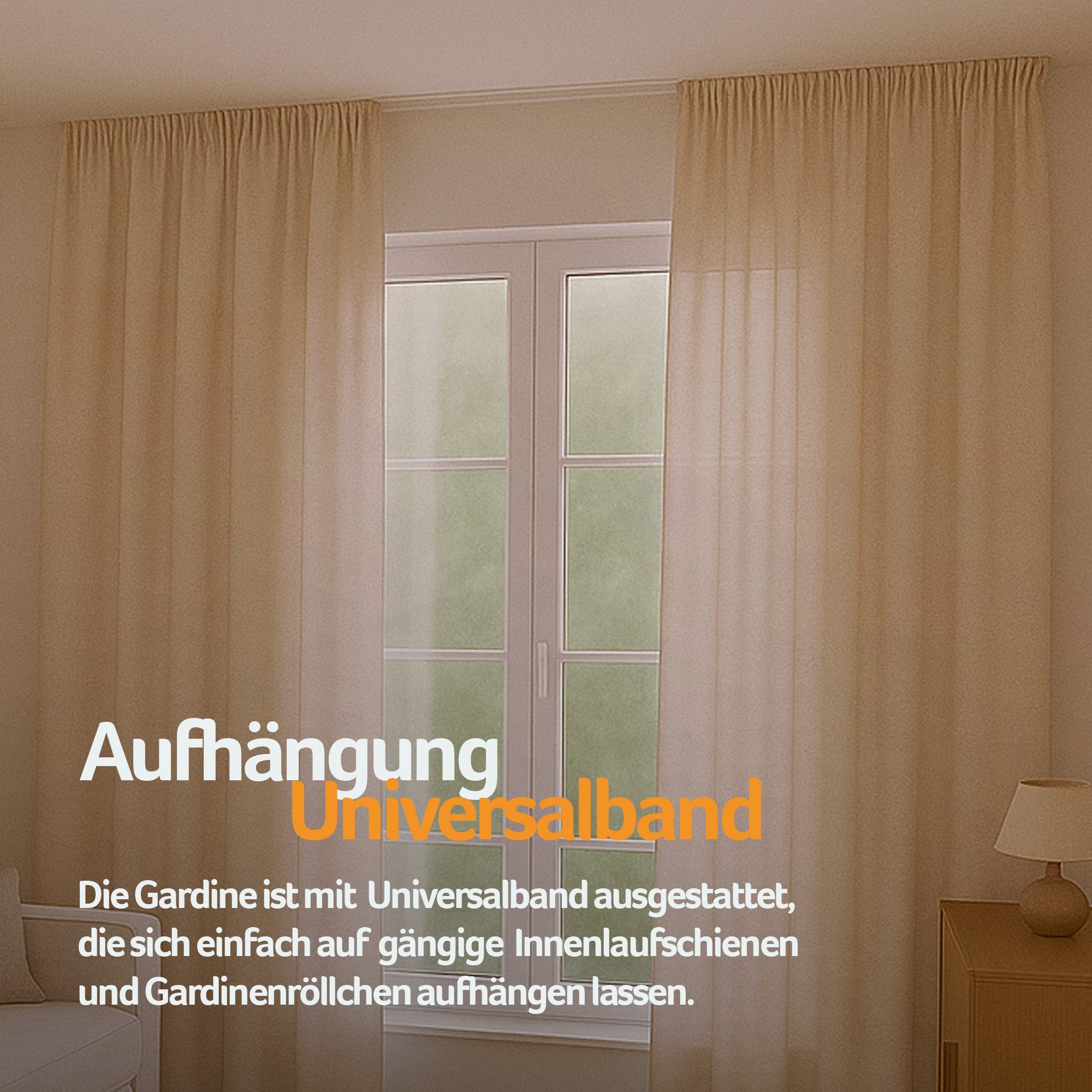 Bestlivings Gardine "Ellen" mit Universalband (2 St), Kräuselband, blickdicht, in moderner Satin-Optik, einfarbig, modern, waschbar bei 30°C – Bild 3 von 5