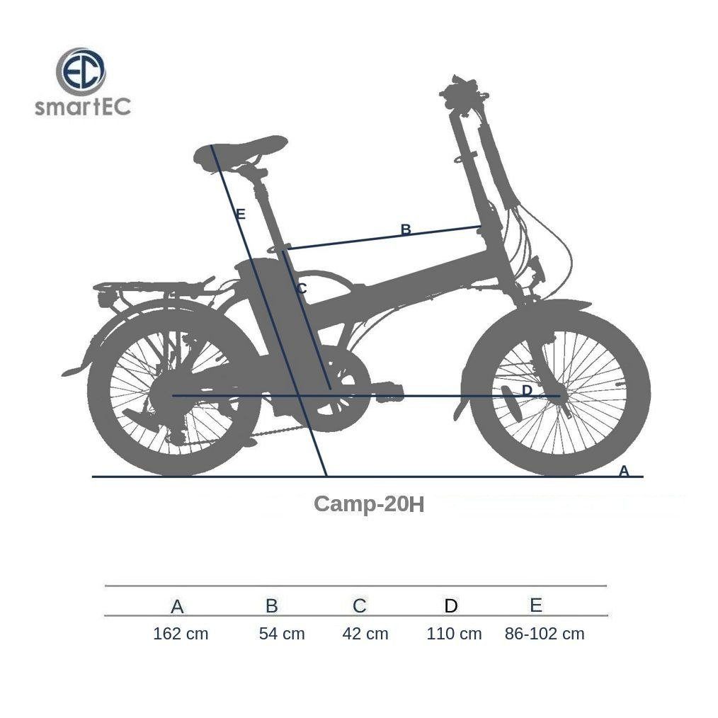 smartEC E-Bike Klapprad E-Klapprad Camp-20D & Camp-20H E-Bike 20 Zoll Schwarz, 7 Gang Shimano Tourney Schaltwerk, Kettenschaltung, Hinterrad-Nabenmotor, 562.00 Wh, (2er Set, 12 tlg., Akku mit Ladegerät), Damen/Herren Unterstützung 25 km/h Anfahrhilfe Scheibenbremse StVZO