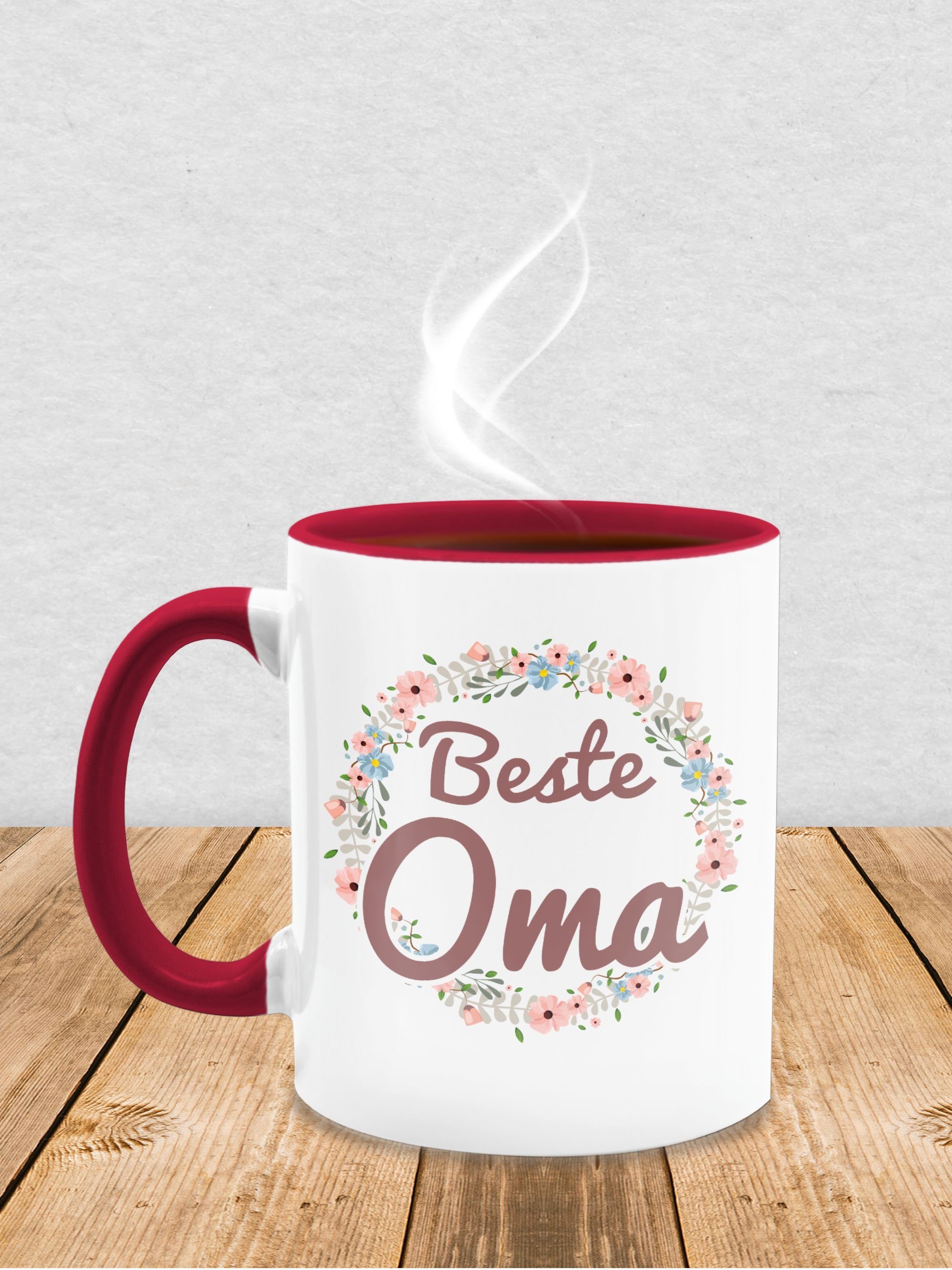 1 Tasse, Oma Beste Bordeauxrot Keramik, Tasse Großmutter Shirtracer Oma