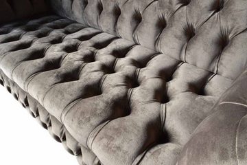JVmoebel Sofa Englische Chesterfield Sofa Couch Büro Möbel Dreisitz Samt 230cm Taupe, Made In Europe