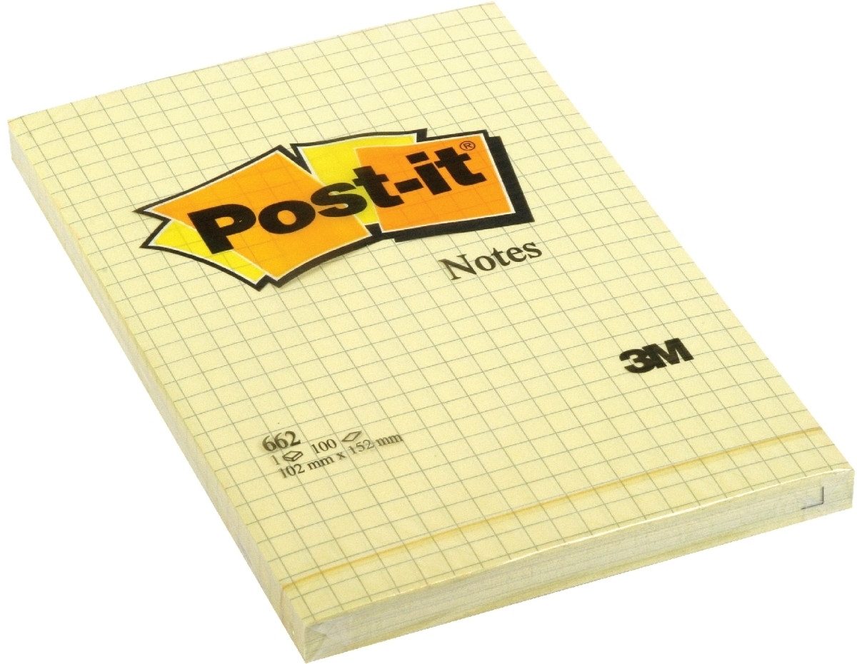 Post-it Notes Haftnotizblock Haftnotizen 152x102mm gelb kariert VE=100 Blatt