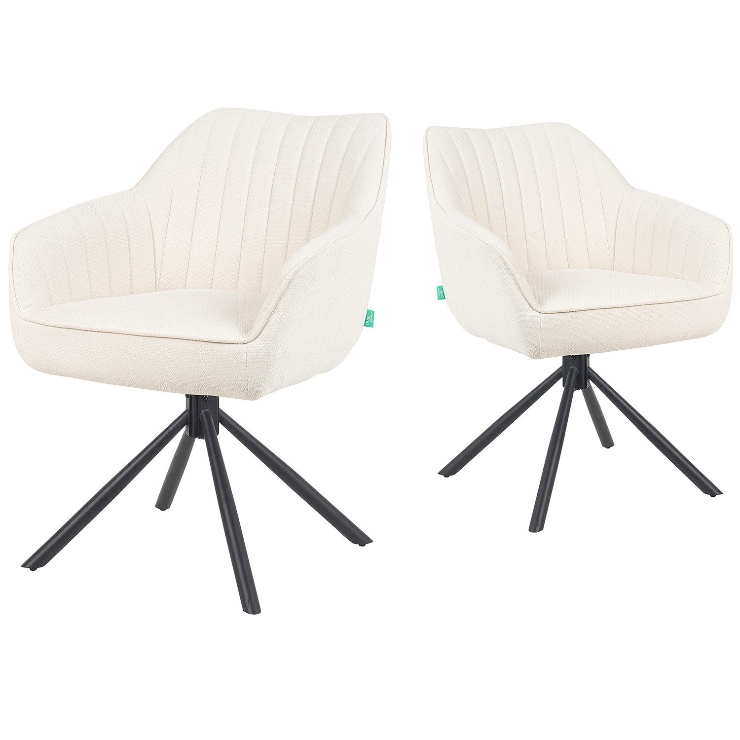 DUBI Möbel Polsterstuhl Mika-Maya, Federkern, pulverbeschichtet, 360° drehbar im 2er-Set