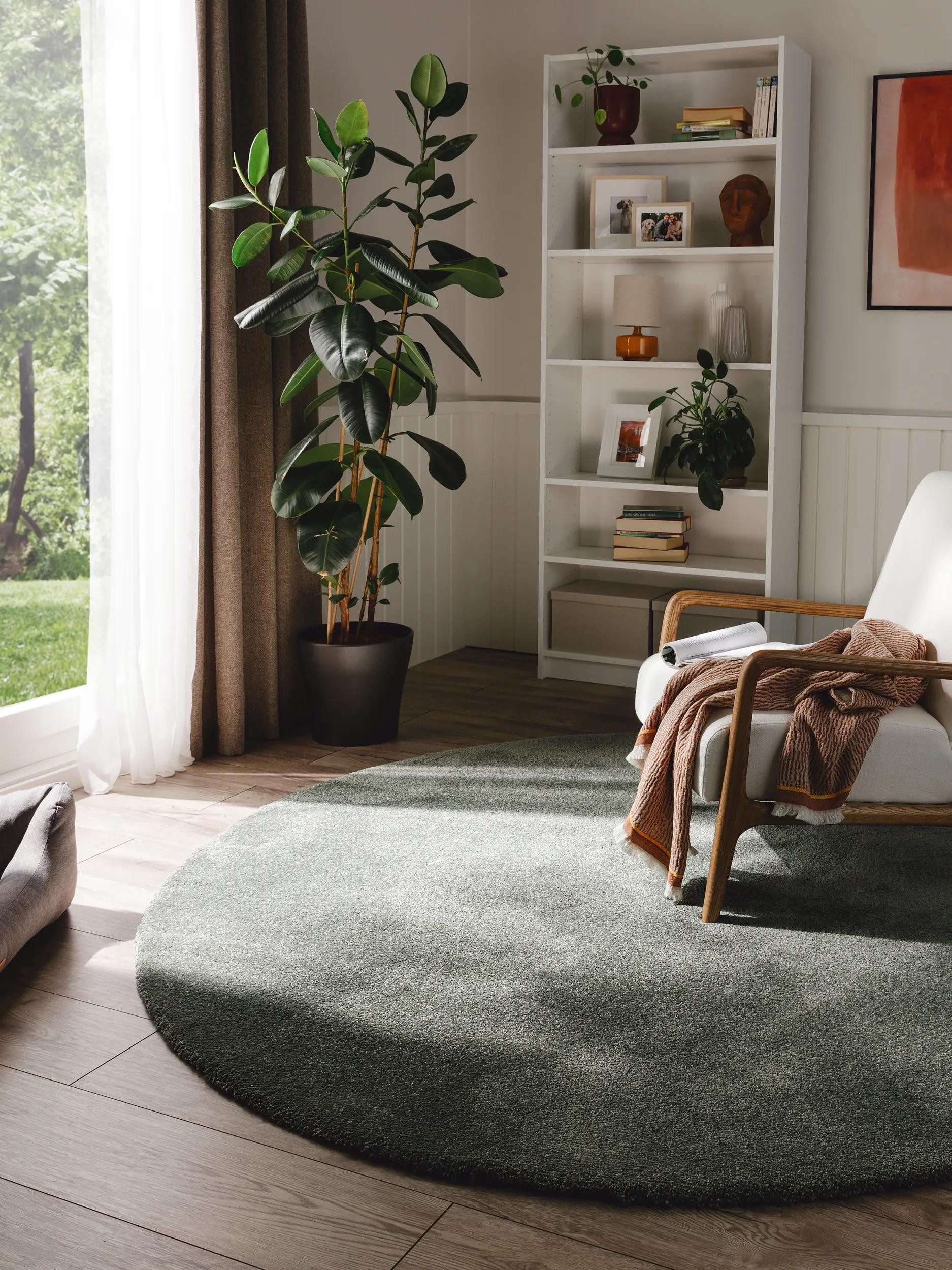 benuta Hochflor-Teppich Melvin, rund, Höhe: 11 mm, Kunstfaser, Berber, Ethno-Style, Wohnzimmer