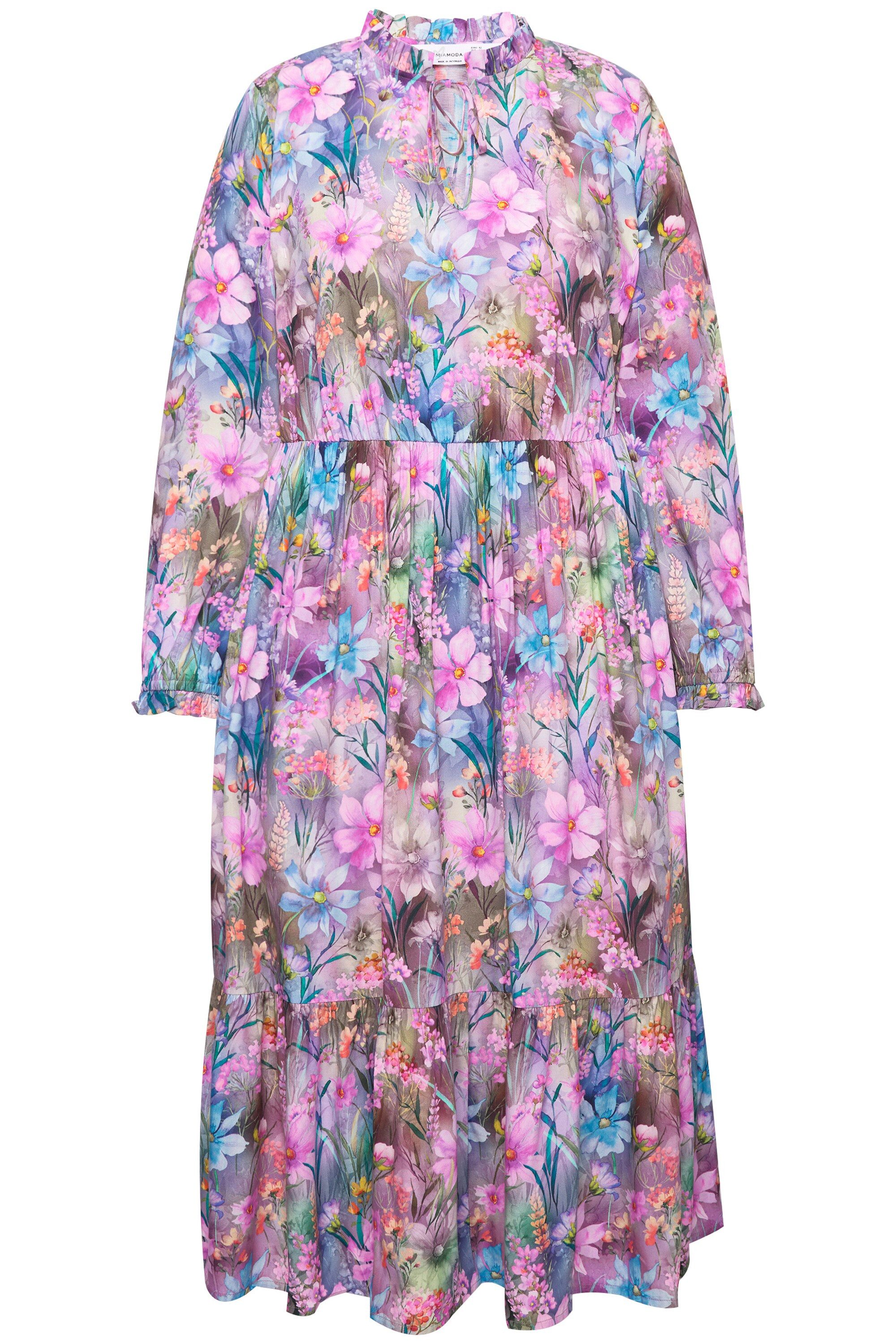 MIAMODA Midikleid Kleid A-Line Blumenmuster Langarm günstig online kaufen