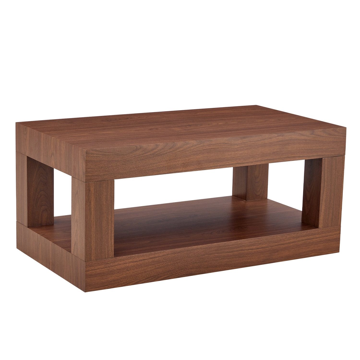 ANYSUN Couchtisch Moderner 2-stufiger Couchtisch,rechteckiger Mitteltisc (echteckiger Wohnzimmertisch im Landhausstil mit offenem Ablagefach), Doppelschichtige Couchtisch,für Wohnzimmer, Homeoffice oder Wohnung
