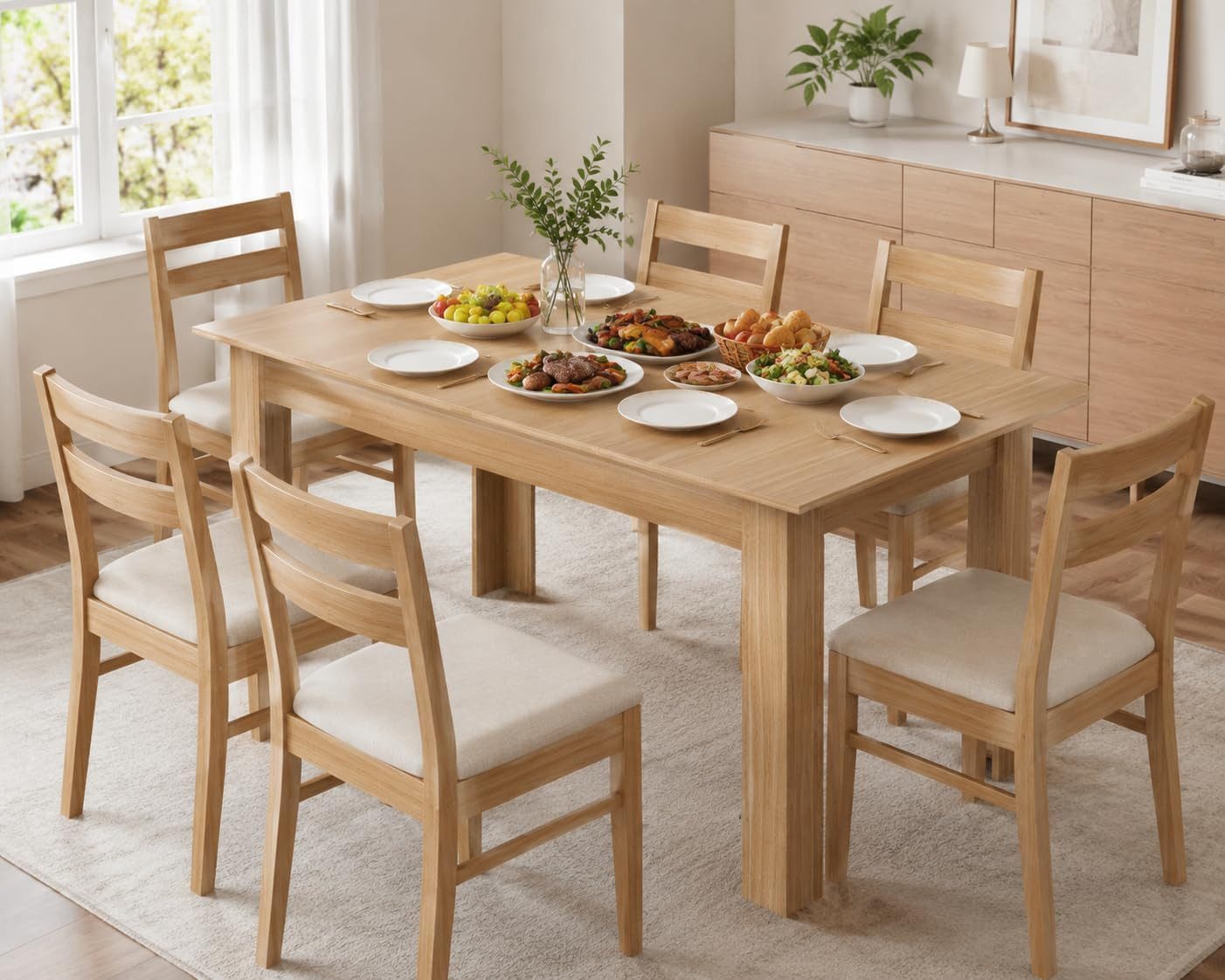 FUFU&GAGA Esstisch ausziehbar 160x70 cm Eiche Optik Modern 4-8 Personen