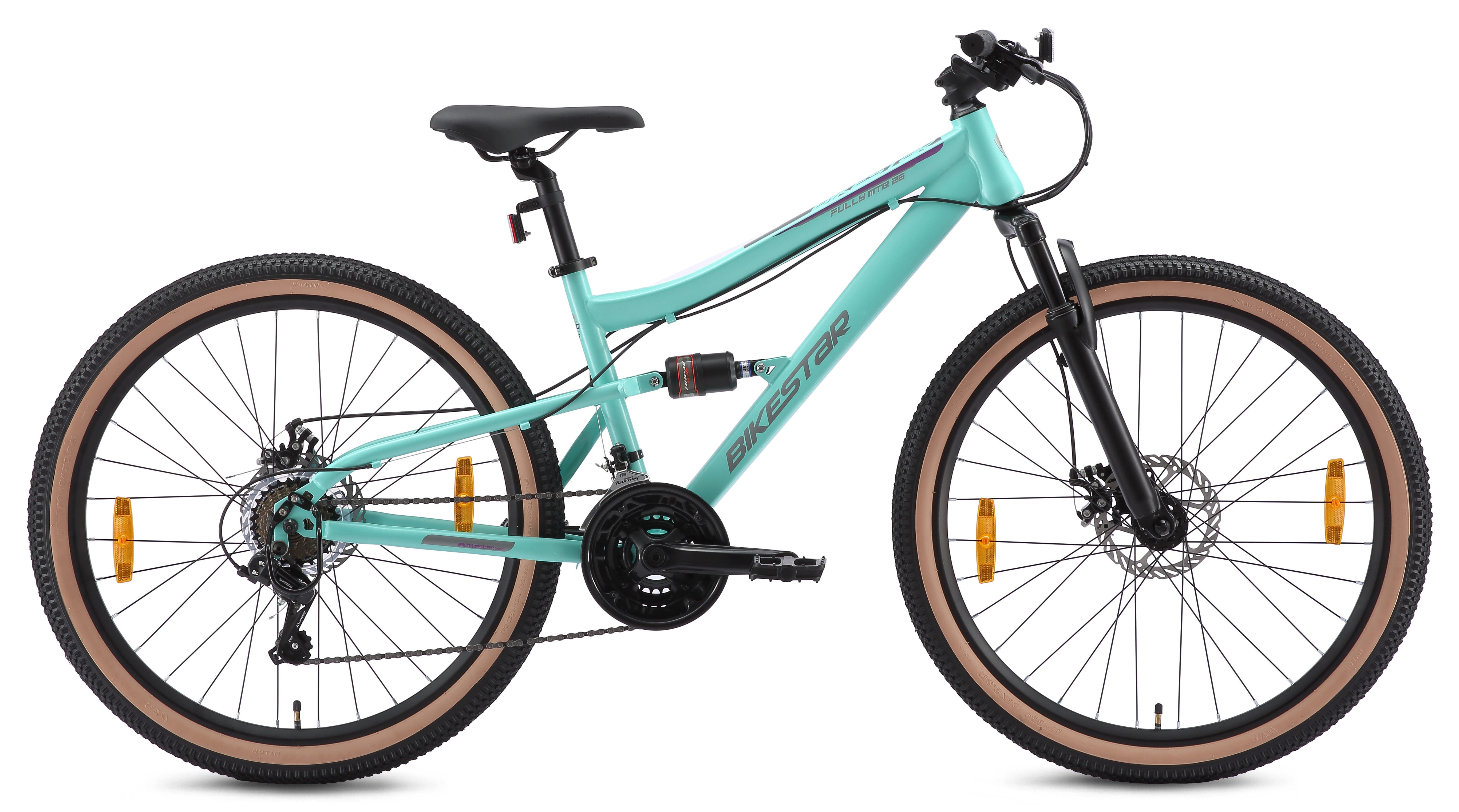 Bikestar Mountainbike, 21 Gang Shimano RD-TY300 Schaltwerk, Kettenschaltung, für Damen und Herren, Kettenschaltung