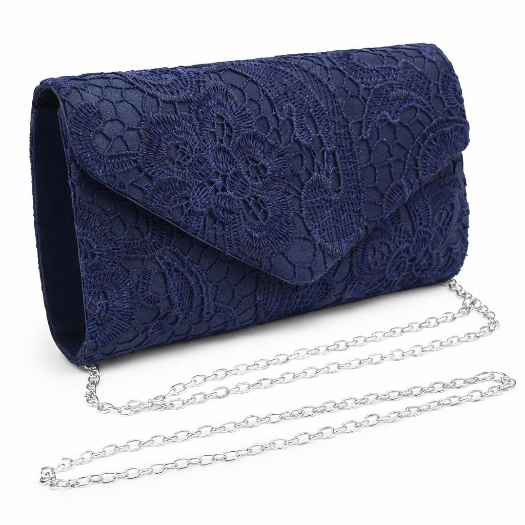 Zaewry Abendtasche Clutch Damen Elegant Kettentasche Hochzeit Umhängetasche Handtasche, Damen Abendtasche Spitze Clutch, Glitzer Tasche mit Abnehmbarer Kette